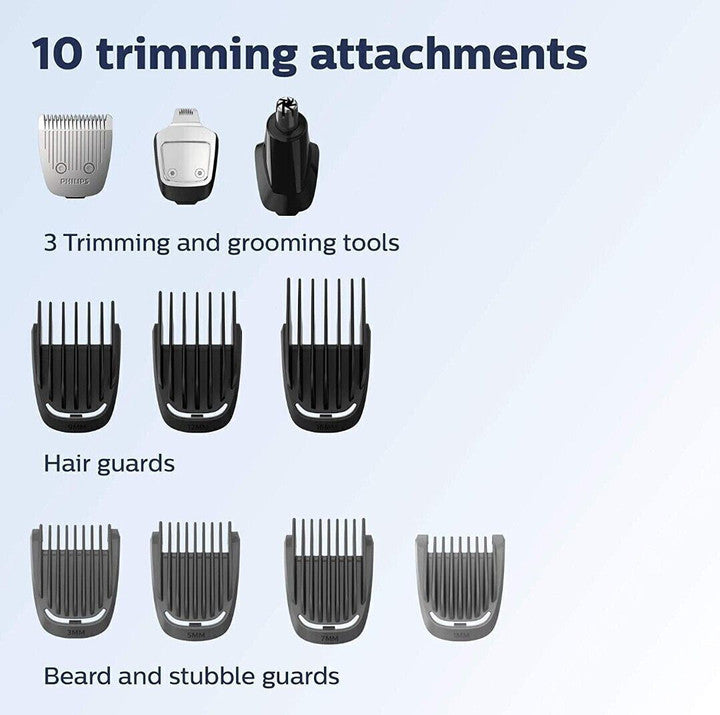 PHILIPS Series 5000 Multigroom, All in one Trimmer for Face, Head and Body 10 in 1 | 60 min Runtime (MG3750/33)