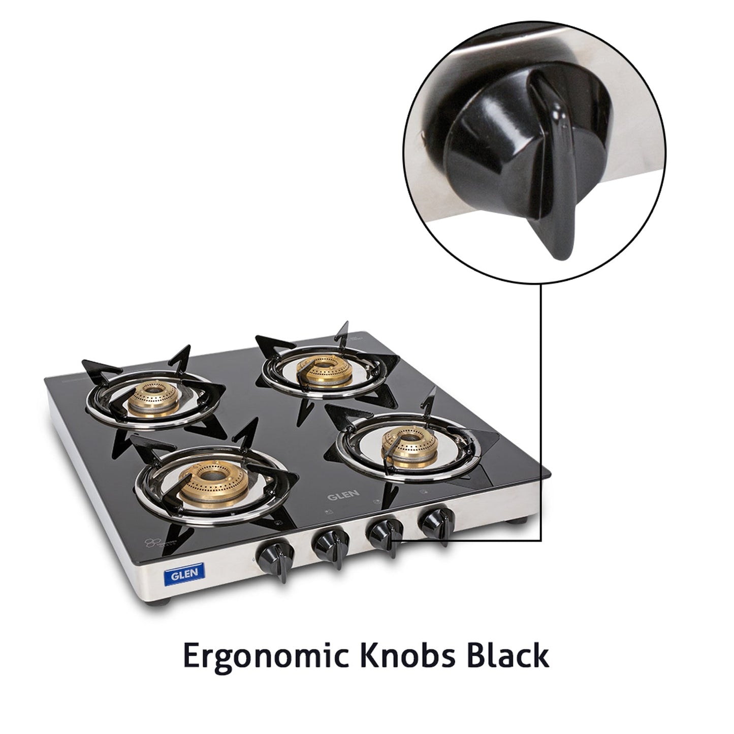 4 Burner LPG Glass Gas Stove Junior with Brass Burner - CT1040GTJUBB