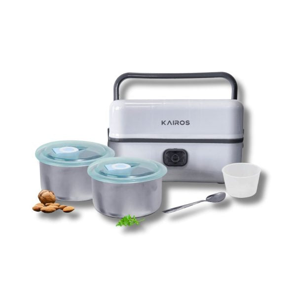 KAIROS WarmTiffin Duo Electric Lunch Box with Dual Containers (2× 500 ml) | Portable & Leakproof Food Warmer