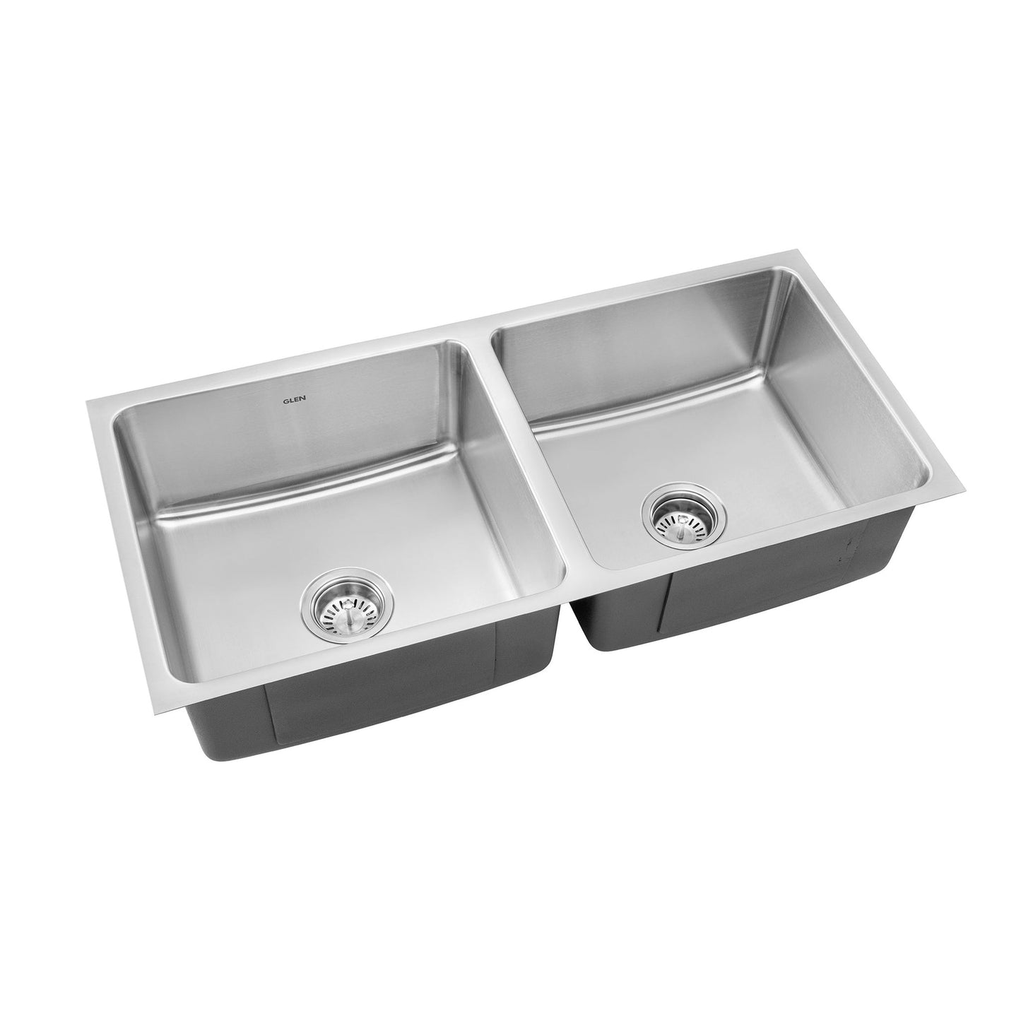 GLEN Stainless Steel Grade 304 Sink for Kitchen | Double Bowl Press Sink Low Radius 45x20x10 inches | Matte Finish (KS-SP452010DBLRM)