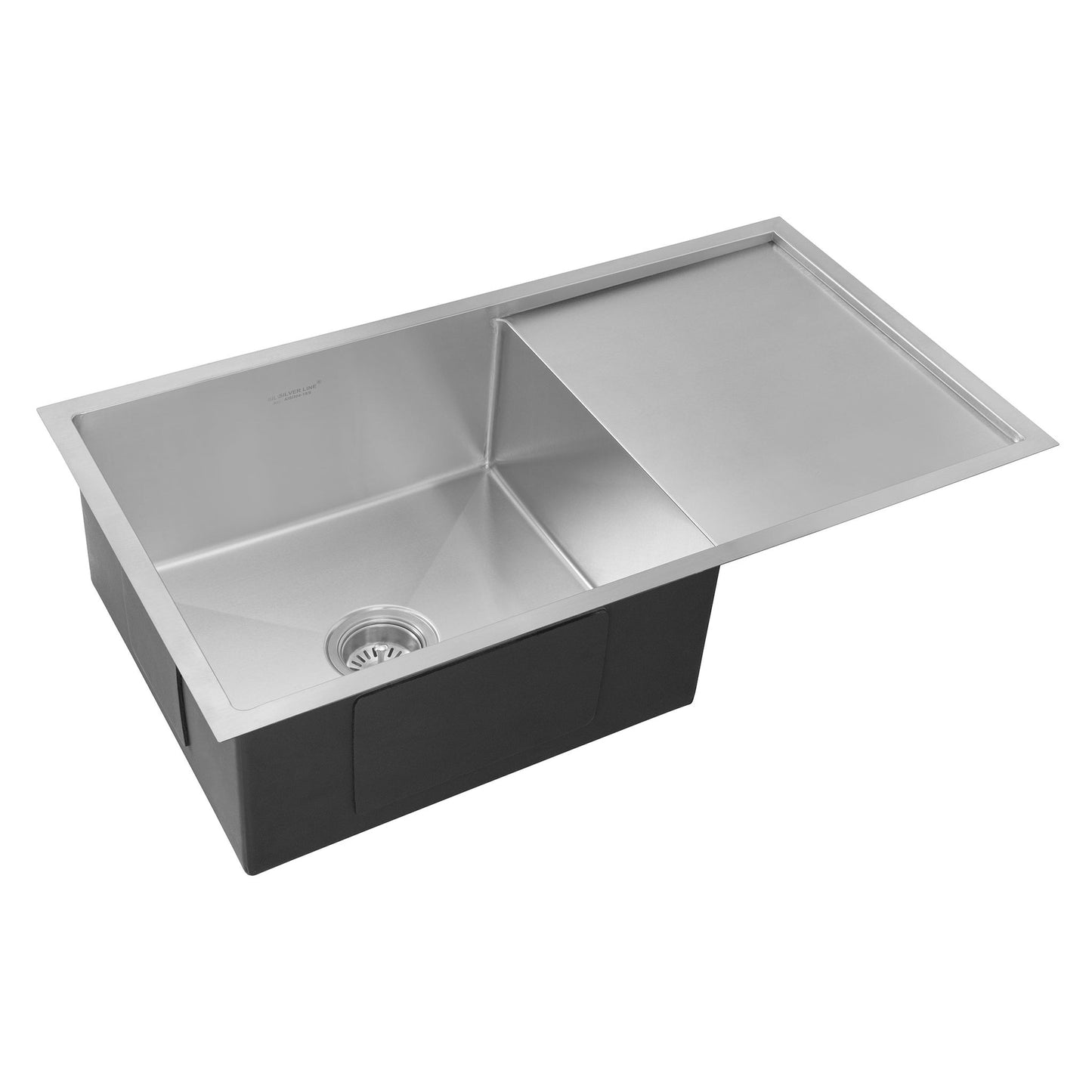 GLEN Stainless Steel Grade 304 Sink for Kitchen | Single Bowl Handmade Sink with Side Drain Board 36x20x9 inches | Matte Finish (KS-SH36209SBSDM)