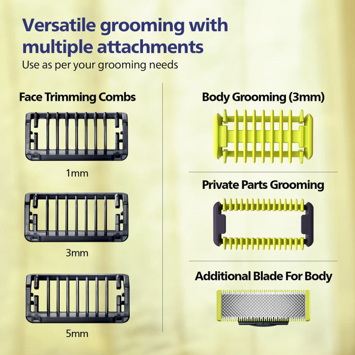 Philips OneBlade I Hybrid Trimmer & Razor I Trim, Edge & Shave | 2x Powerful Motor | Longer Battery Life I No Skin Irritation as Blade Never Touches Skin | Dual Protection Technology | QP2724/10