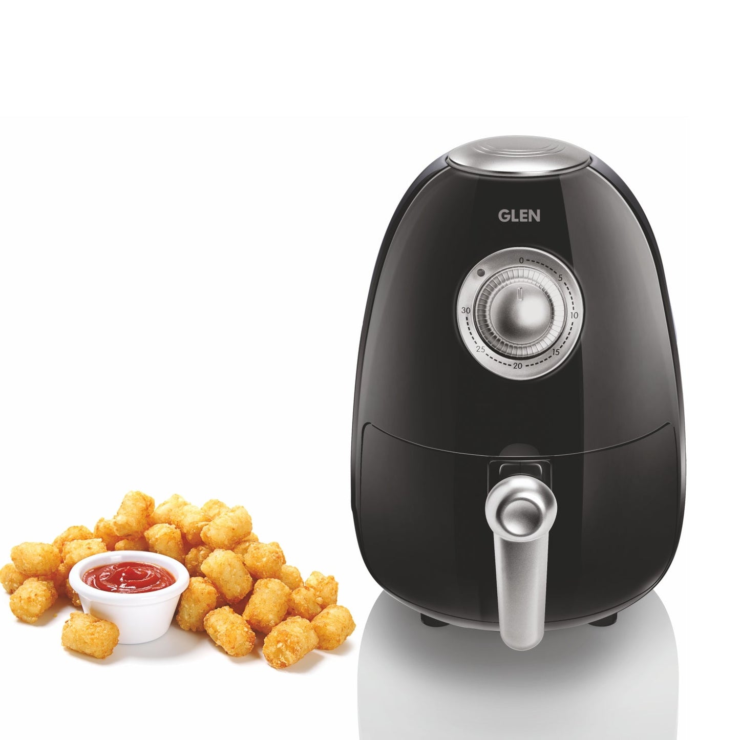 Electric Mini Air Fryer 2 Litres, 800W, Preset Temperature Ccontrol -Black & Silver (3045)