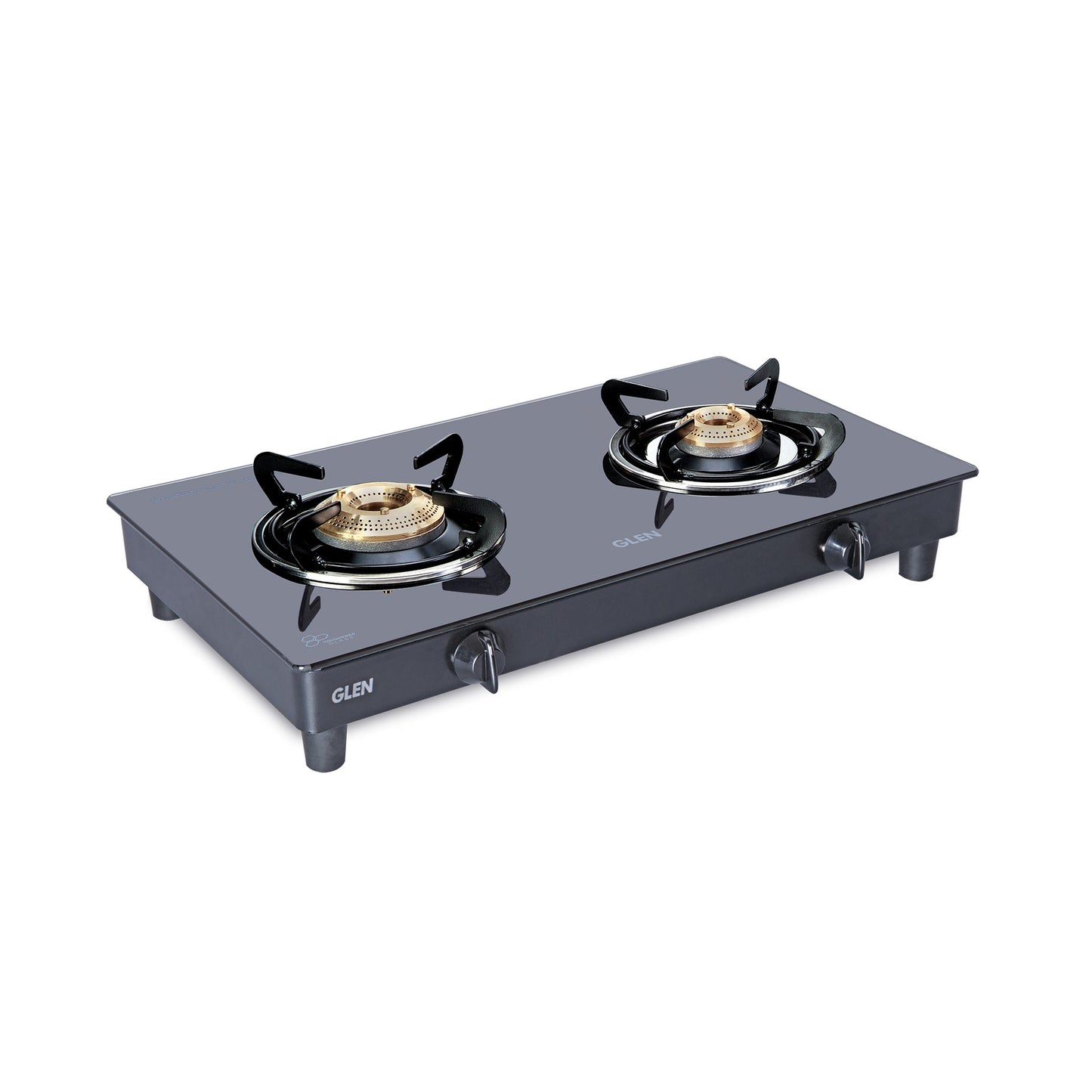 GLEN 2 Burner PNG Glass Gas Stove with High Flame Brass Burner Black (CT1021GTHFBBBLPN)