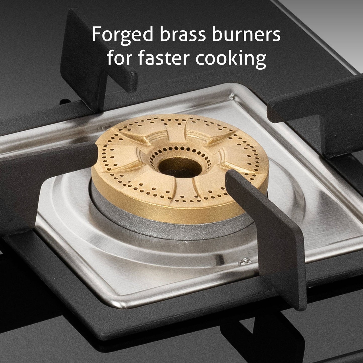 GLEN 3 Burner Slim Glass Gas Stove with High Flame Forged Brass Burner - Manual/Auto Ignition (CT1038SLSQBLFB)
