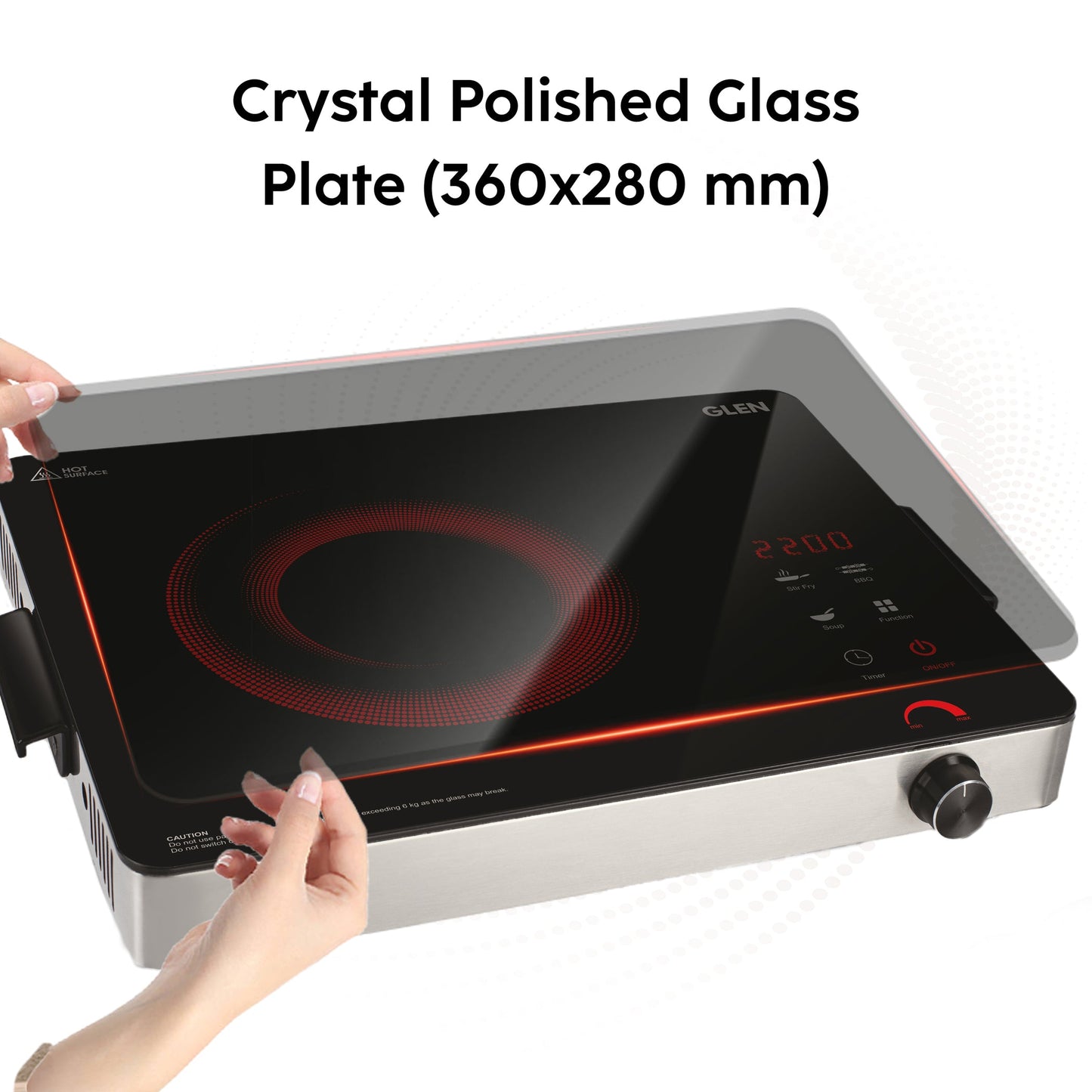 Glen Infrared Stove 2200W (SA-3074 IR22) | 3 Preset Cooking Functions, Touch Control, Energy-Efficient & Fast Heating Cooktop