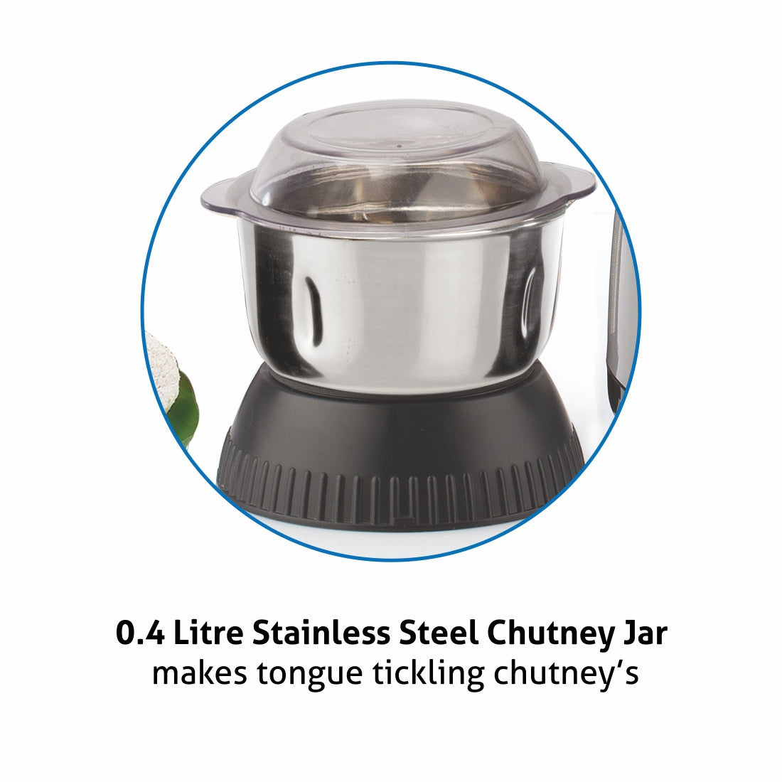 Mixer Grinder 750W 100% Copper motor, 3 Stainless Steel Liquidiser, Grinder, Chutney Jars - Silver (4022 PLAT)