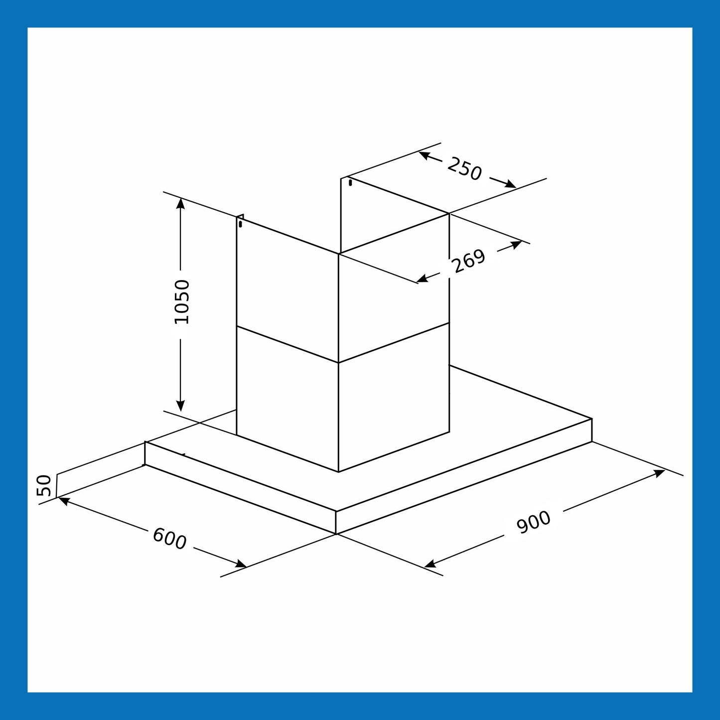 Island Kitchen Chimney Touch Sensor Italian Motor Baffle filters 90cm 1250 m3/h (6052 TS IS)