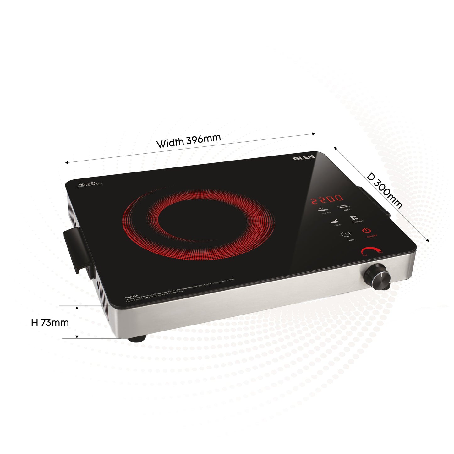 Glen Infrared Stove 2200W (SA-3074 IR22) | 3 Preset Cooking Functions, Touch Control, Energy-Efficient & Fast Heating Cooktop