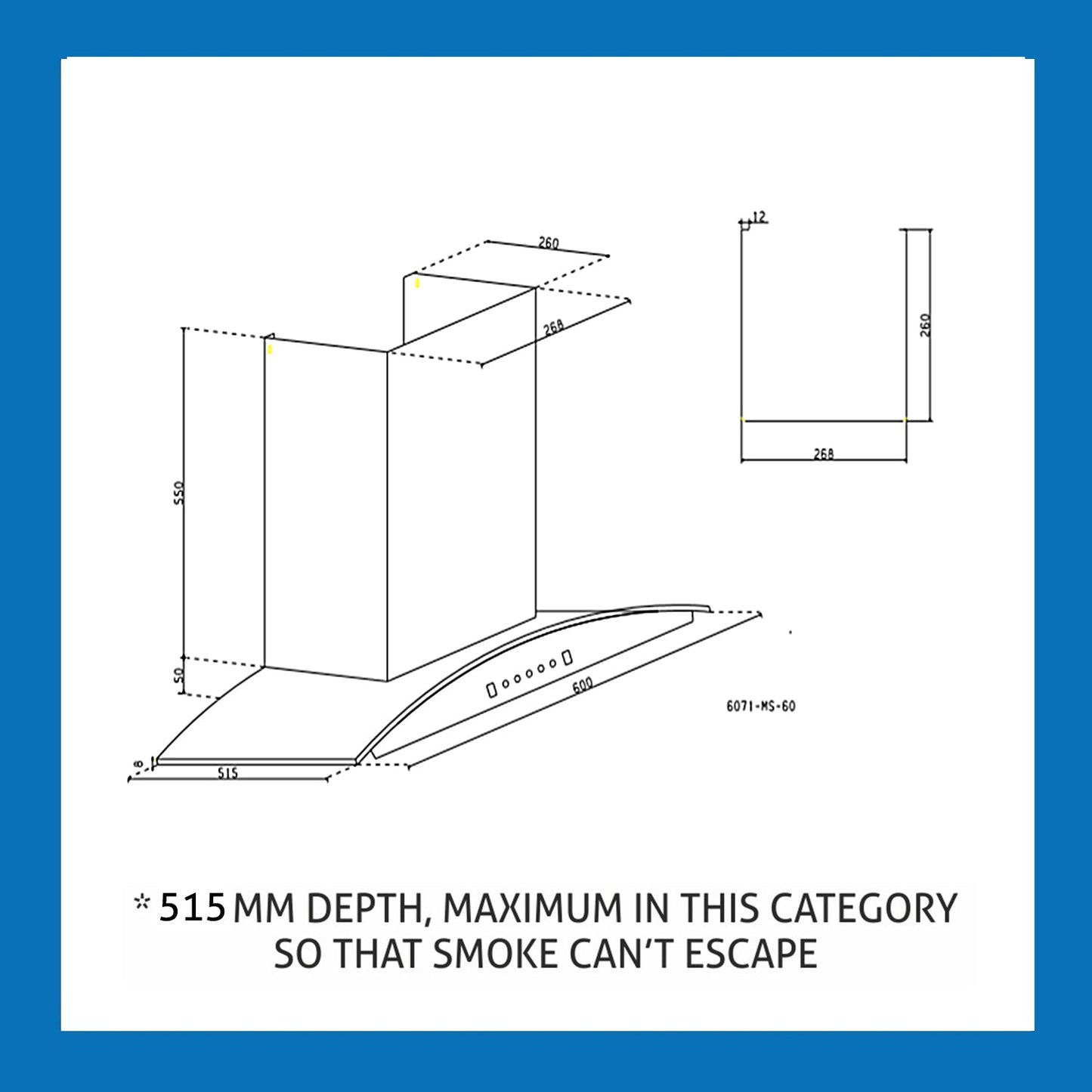 Kitchen Chimney Curved Glass with Motion Sensor Baffle filter 90cm 1250 m3/h -Black (6071 BLMS)