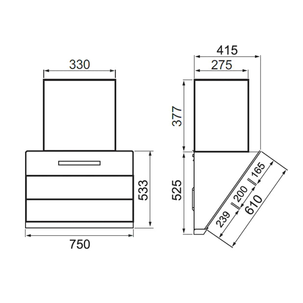 3 Burner Glass Hob Top (BH1073XLHTDBBW) + Auto Clean Glass Filterless Chimney with BLDC Motor 75cm 1400m3/h (6073 AC)