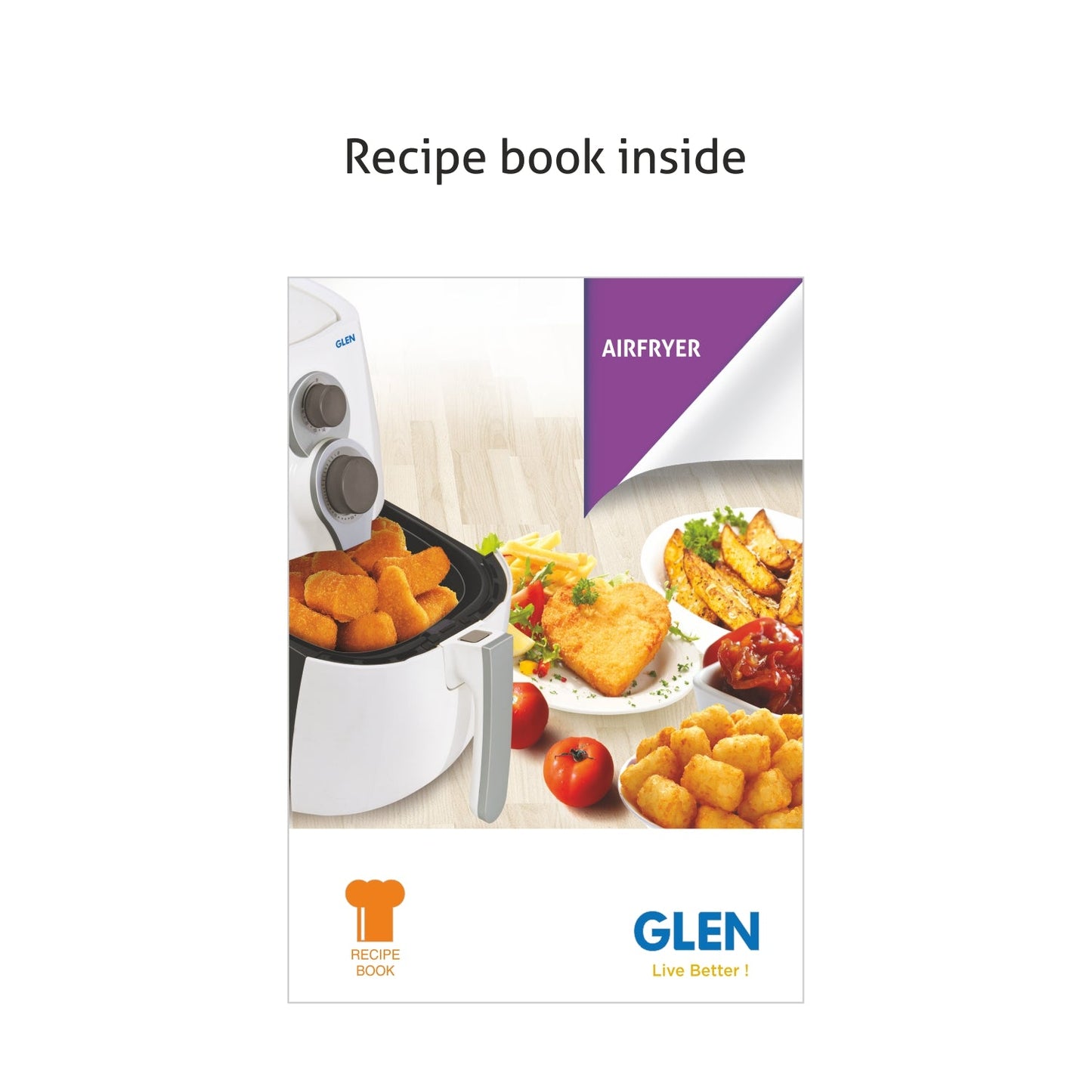Electric Mini Air Fryer 2 Litres, 800W, Preset Temperature Ccontrol -Black & Silver (3045)