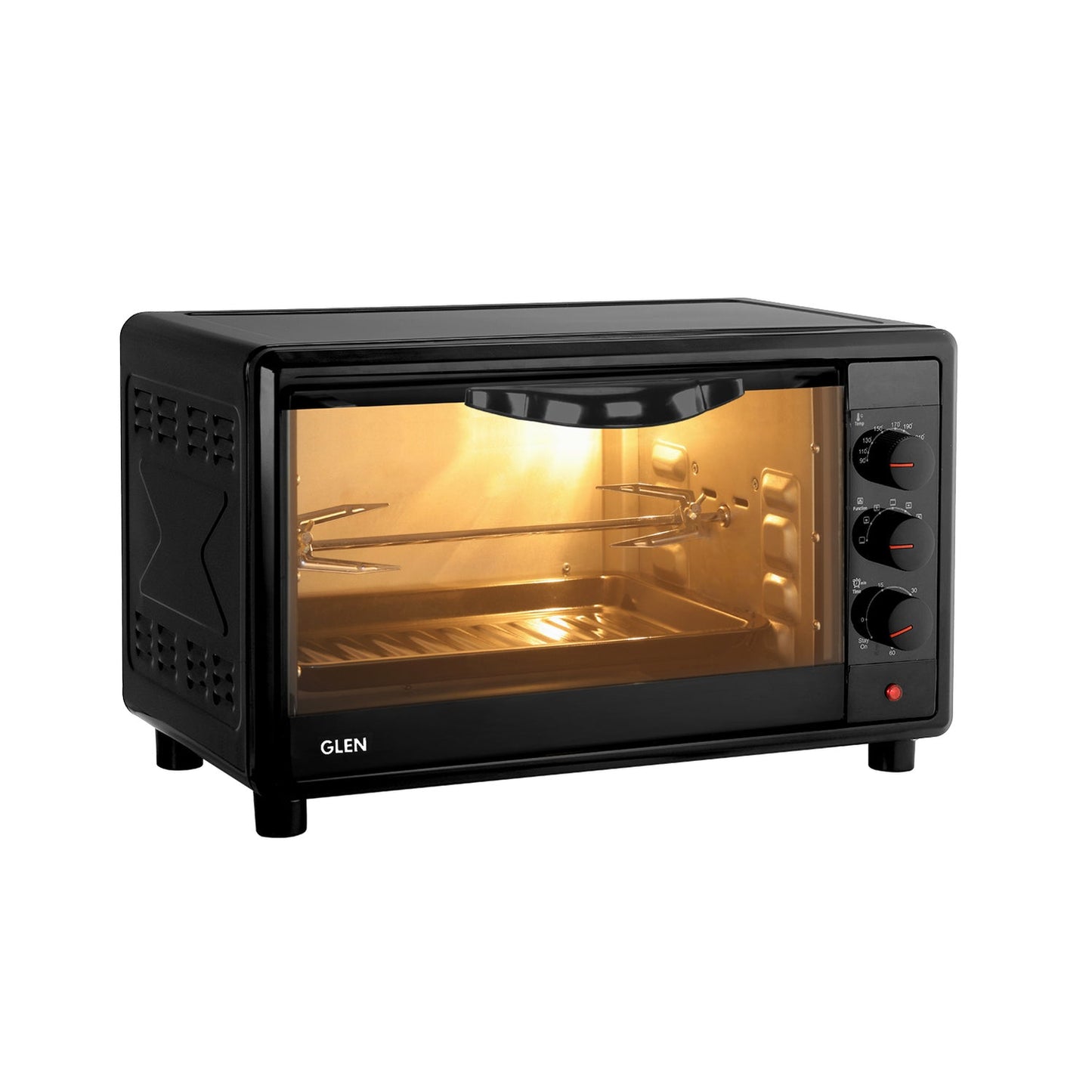 GLEN 25L Oven Toaster Griller (OTG) | 1700W Convection Oven | 60-Min Timer, Oven Light & Removable Crumbs Tray – Black (SA5025)