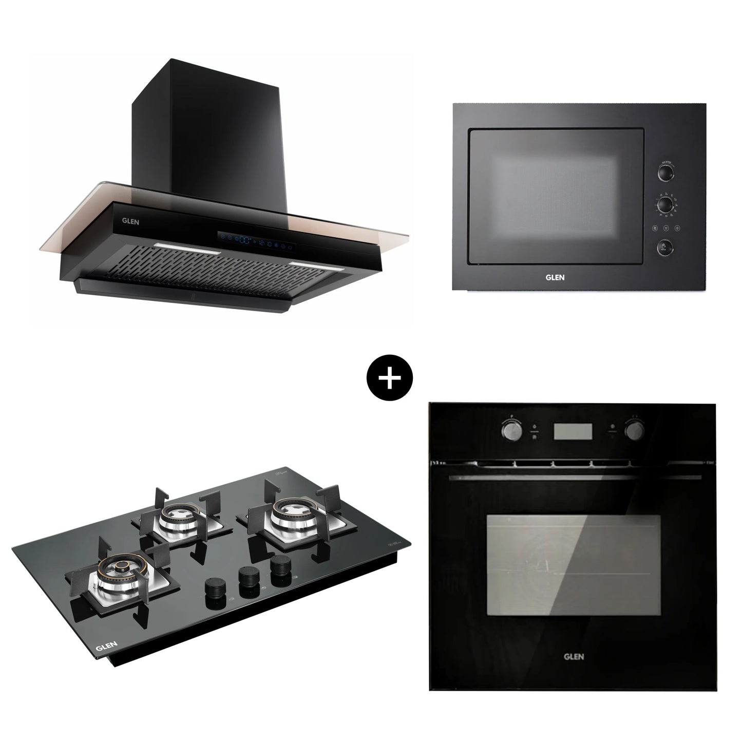 Built-In-Oven 661 Touch MR+Turbo (BO-661MRT) + Built-in-Microwave 25L - 676 (MO-676) + Built in Hob 1073 SQ HT DB Mini TR (BH1073SQHTMTR) + Cooker Hood 6062 BL BLDC AC 90cm 1400 (CH6062BLDCAC90)
