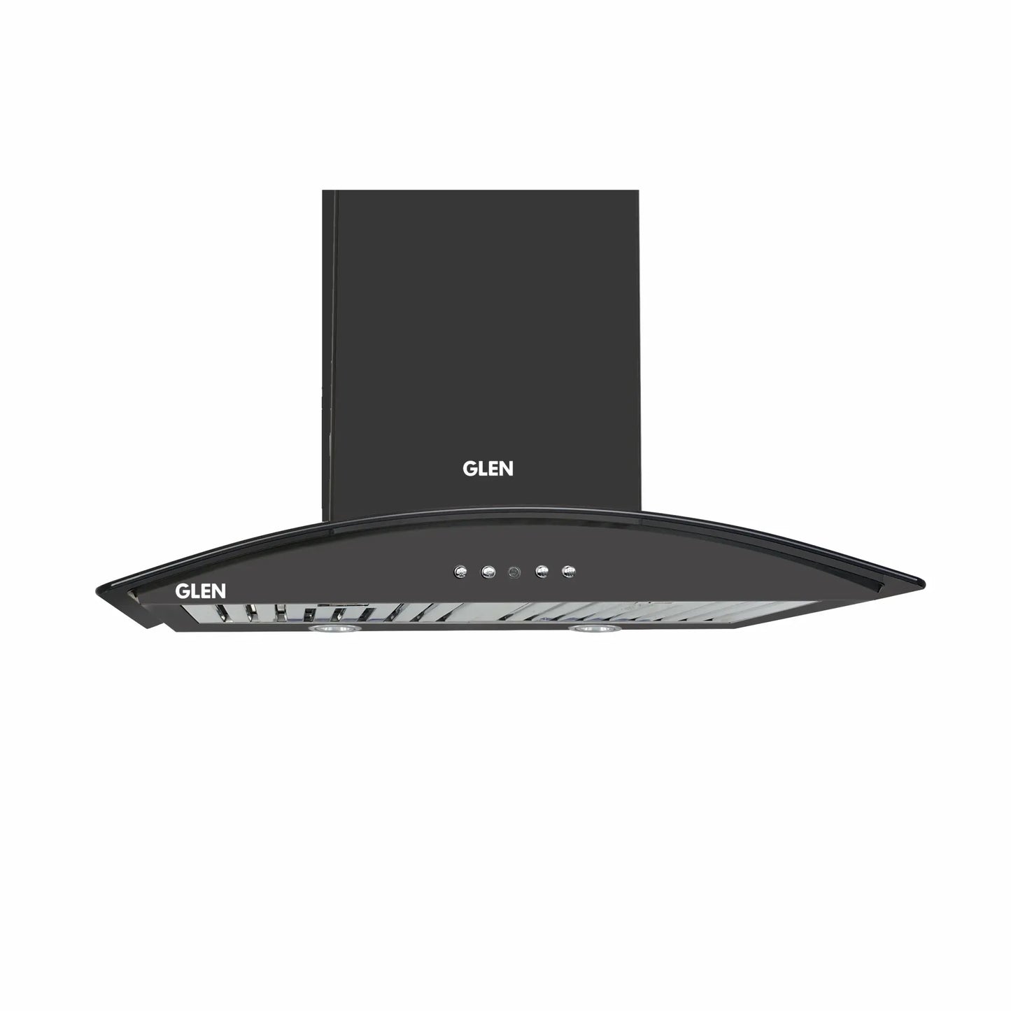 Electric Kitchen Chimney, Curved Glass SS Baffle filters 60cm 1100 mB3/h - Black (6071 IN BLK)