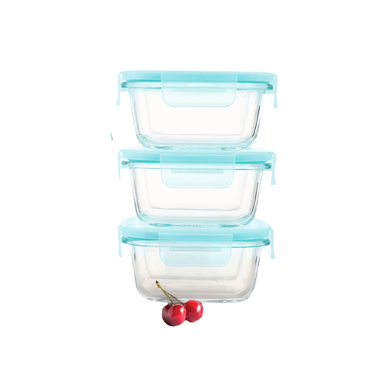 KAIROS Glass Trio Lunch Box With Bag 3 Containers (320 ml)| Leak-proof Borosilicate glass containers | For office and school