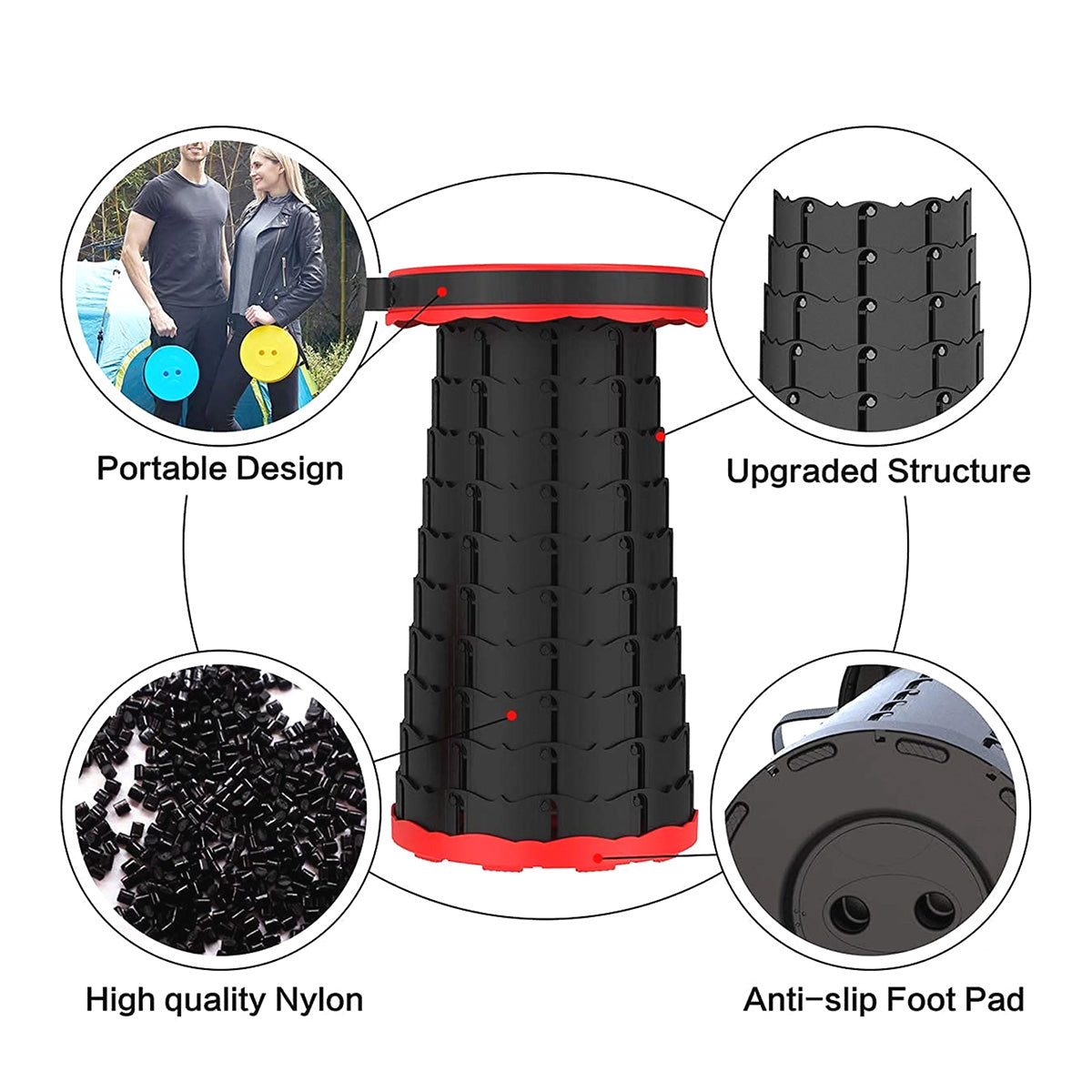 KAIROS Extendable Telescopic Stool with Anti-slip base for stability