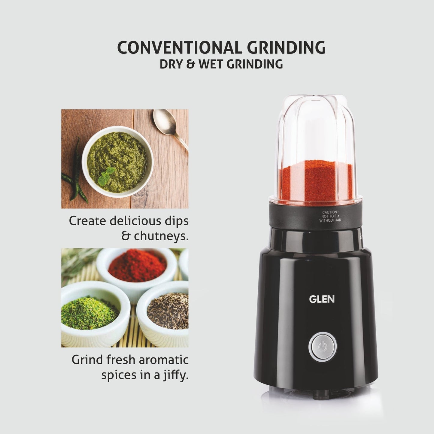 GLEN Active-Blender, 350W Grinder Blender, 2 Unbreakable Food Grade Jars with Sipper Cap (SA4048NSIP)