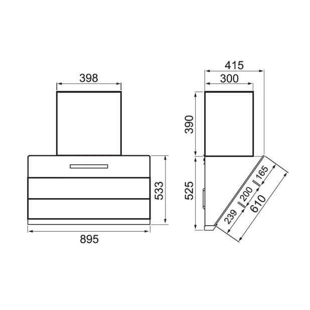 3 Burner Glass Hob Top (BH1073XLHTDBBW) + Auto Clean Glass Filterless Chimney with BLDC Motor 90cm 1400m3/h (6073 AC)