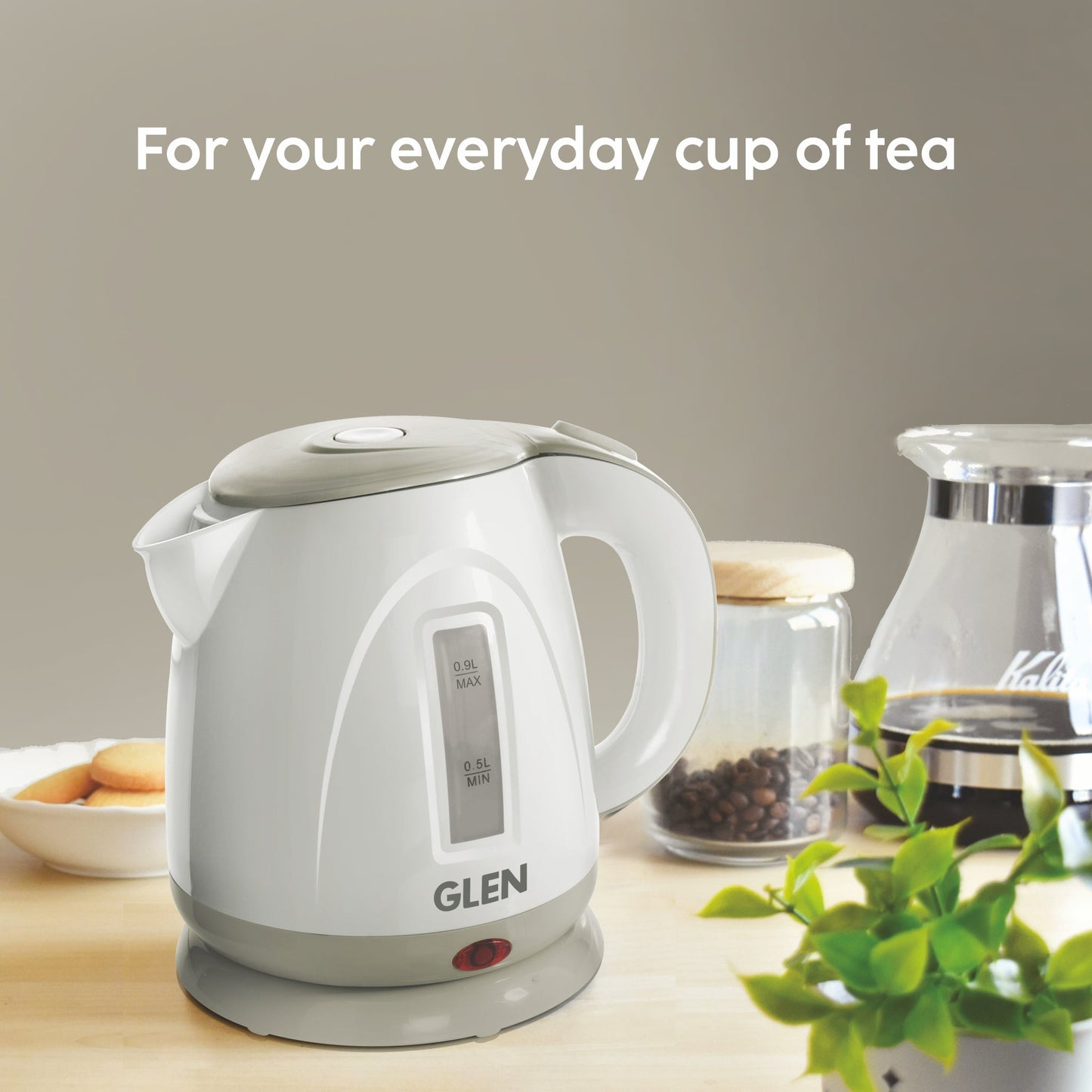 GLEN Premium Electric Kettle 0.9 Litre | 360° Rotating Base, Auto Shutoff & 1150W Quick Boil – Compact and Perfect for Modern Kitchens (SA-9001)
