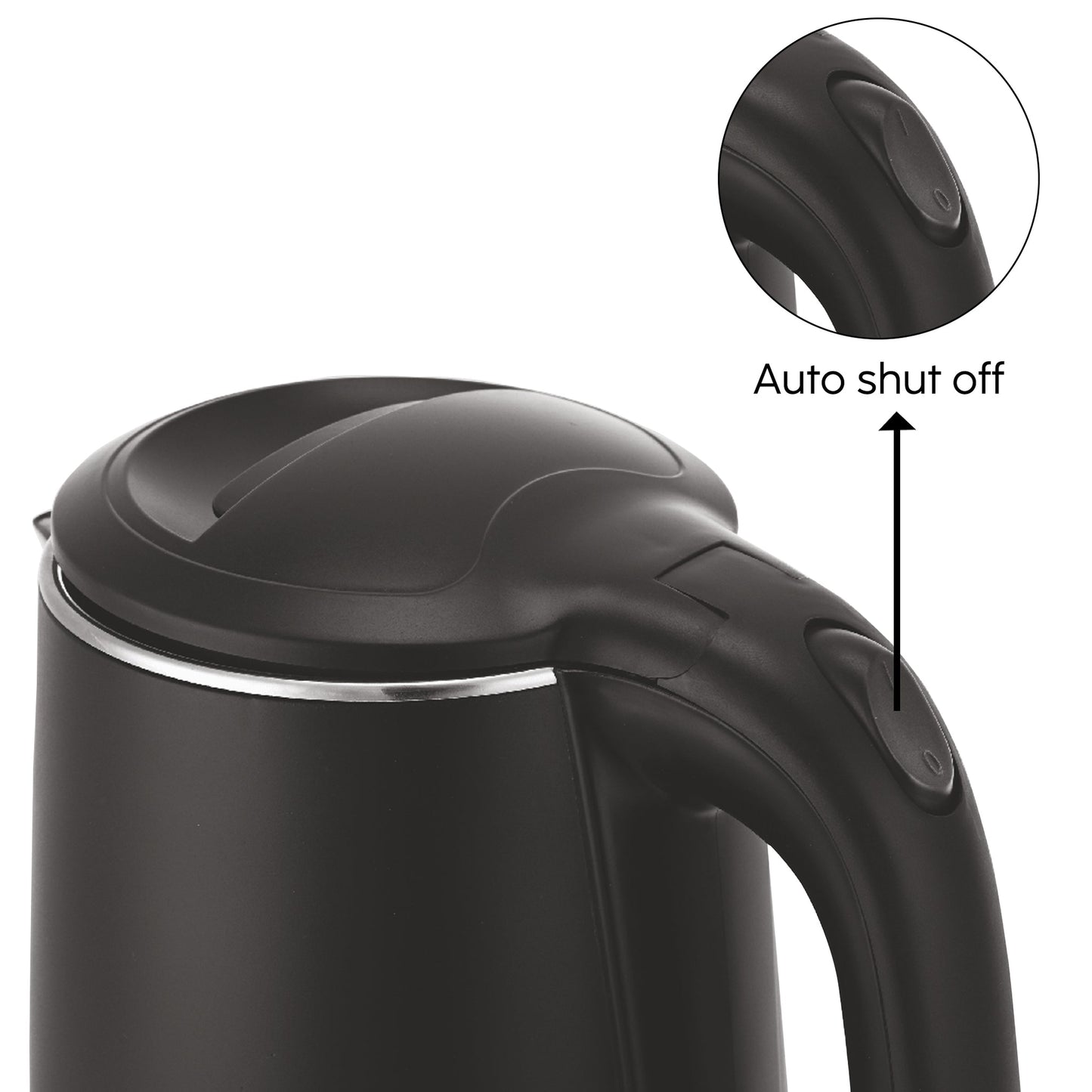 GLEN Electric Kettle 1.8 Litre Plastic Clad Stainless Steel | 360° Rotation Base, Auto Shutoff, 1500 W (SA-9007BLACK)