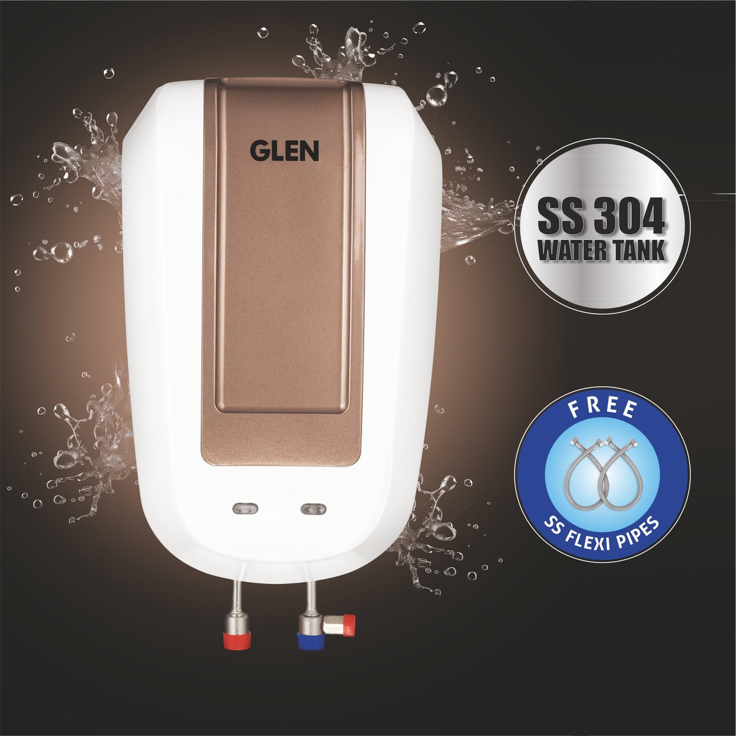 GLEN Instant Water Heater 5.5 Litre 3000W, 6.5 Bar Pressure, Stainless Steel 304 Water Tank, ISI (WH-7050INWH5L3K)