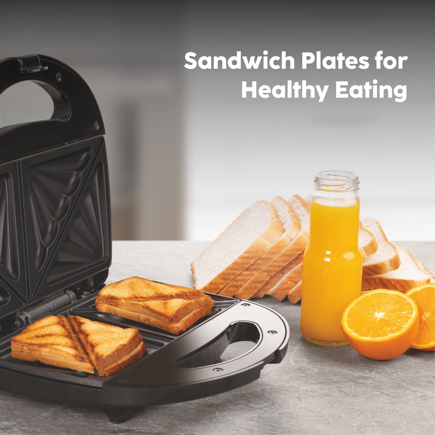 GLEN Electric Sandwich Maker with Non-Stick Coating Plates 750W - Black (SA-3026SW)