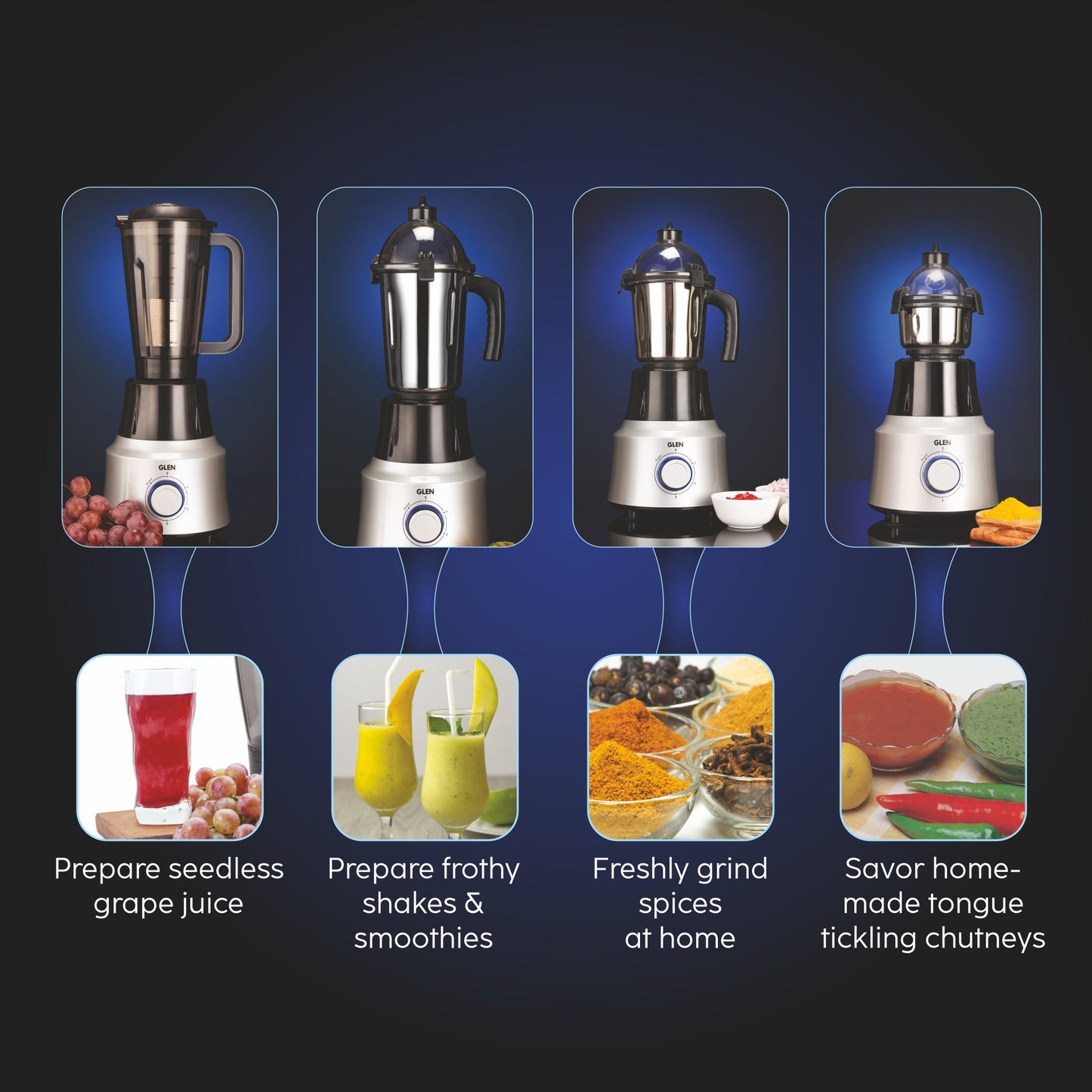 Ultra Tuff Mixer Grinder 1000W with 1 Transparent Jar & 3 Stainless Steel Jars (4031PLUS)
