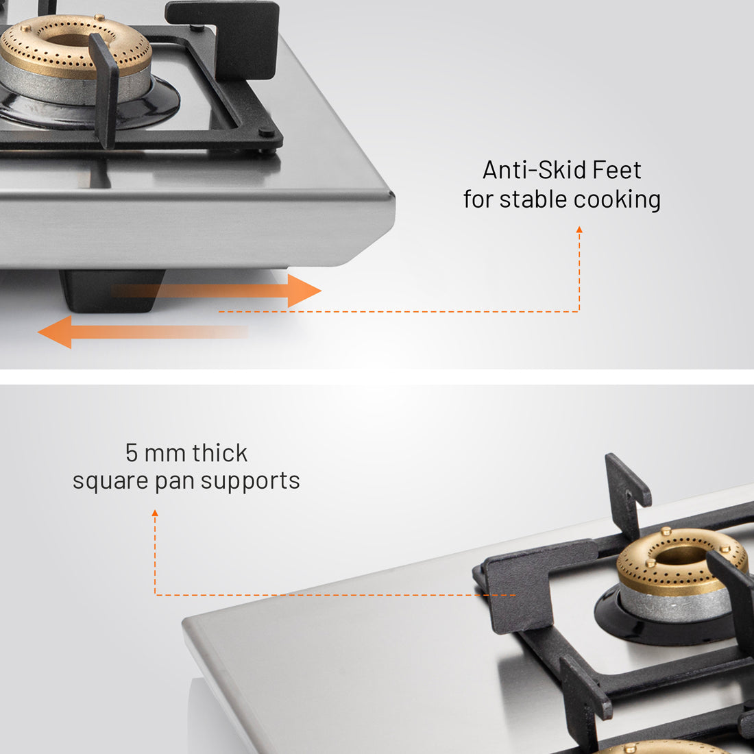3 Burner Ultra Tuff Stainless Steel Gas Stove with Forged Brass Burner - Manual/Auto Ignition (1053 UT SS 73)