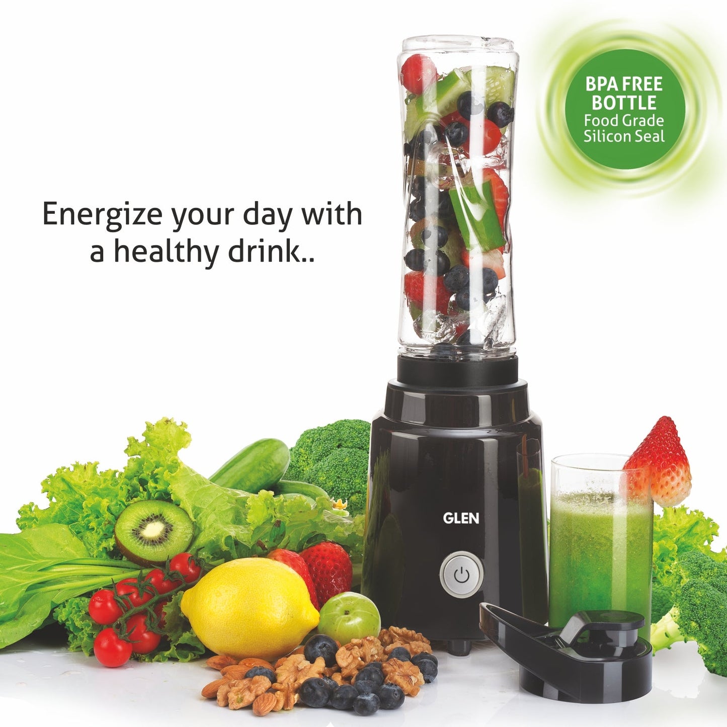 Electric Personal Blender 200W 0.6 Litres BPA free with carry handle - Black (4047 BL)