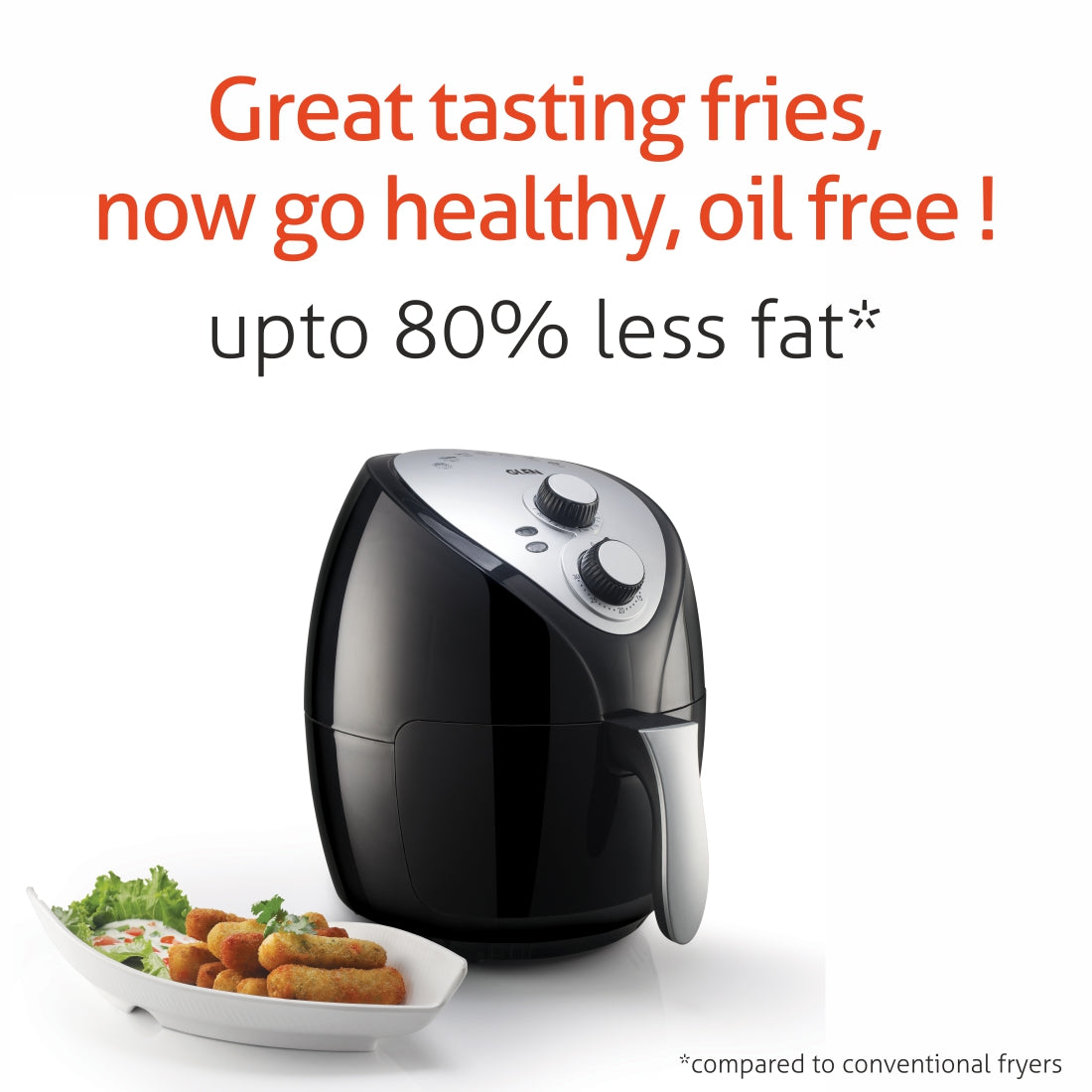 Electric Rapid Air Fryer 2.8 Litres, 1300W, Temperature Control -Black (3041BL)