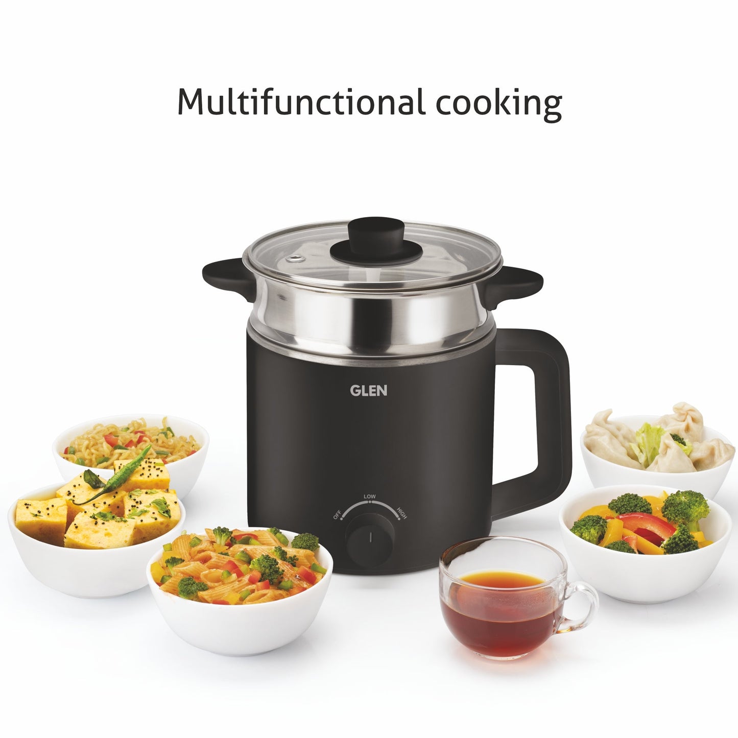 Multi Cook Electric Kettle, 1.5 Litre Steam, Cook & Boil 600W- Silver and Black (9016)