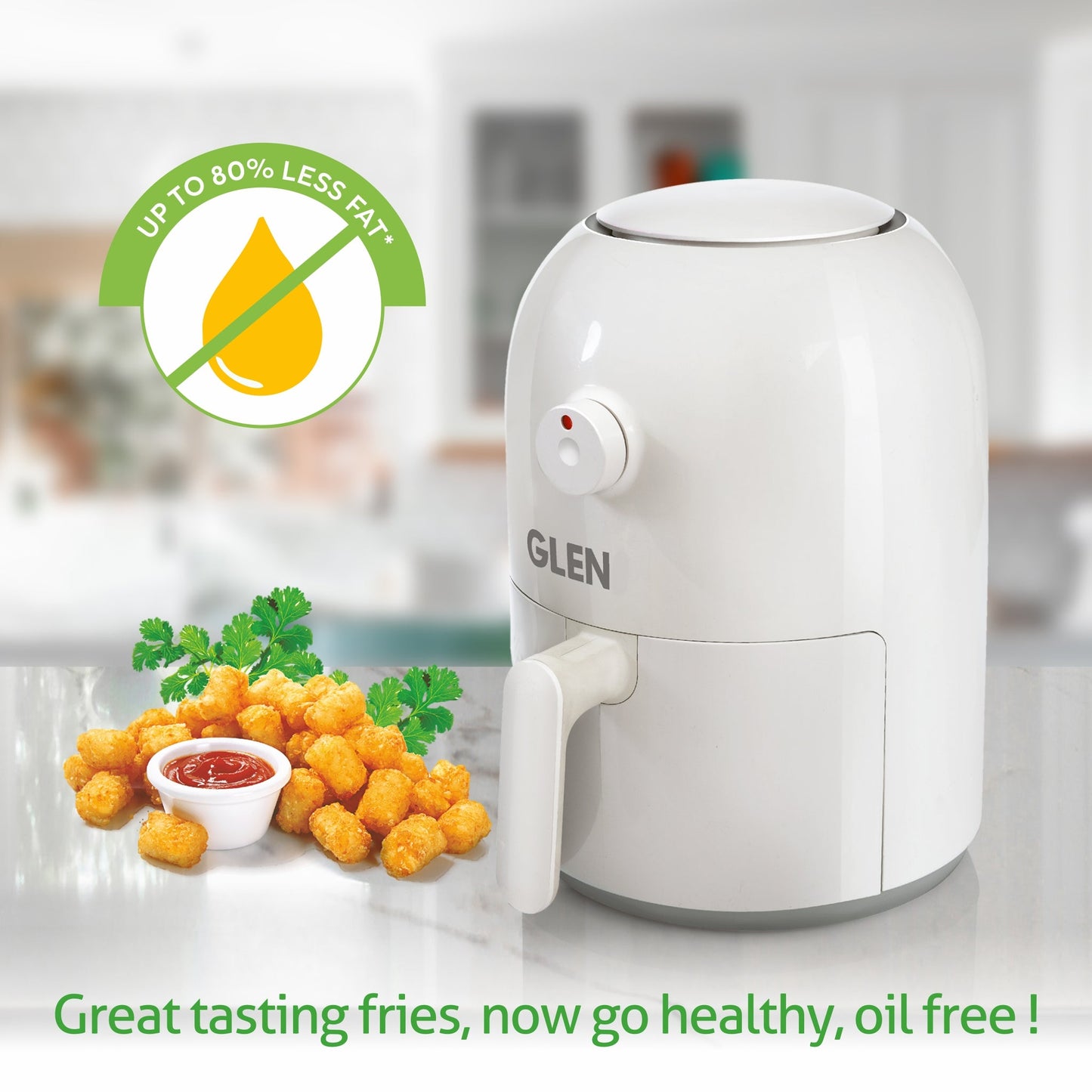 Electric Mini Air Fryer 2 Litres, 800W, Preset Temperature Control - White (SA3046)
