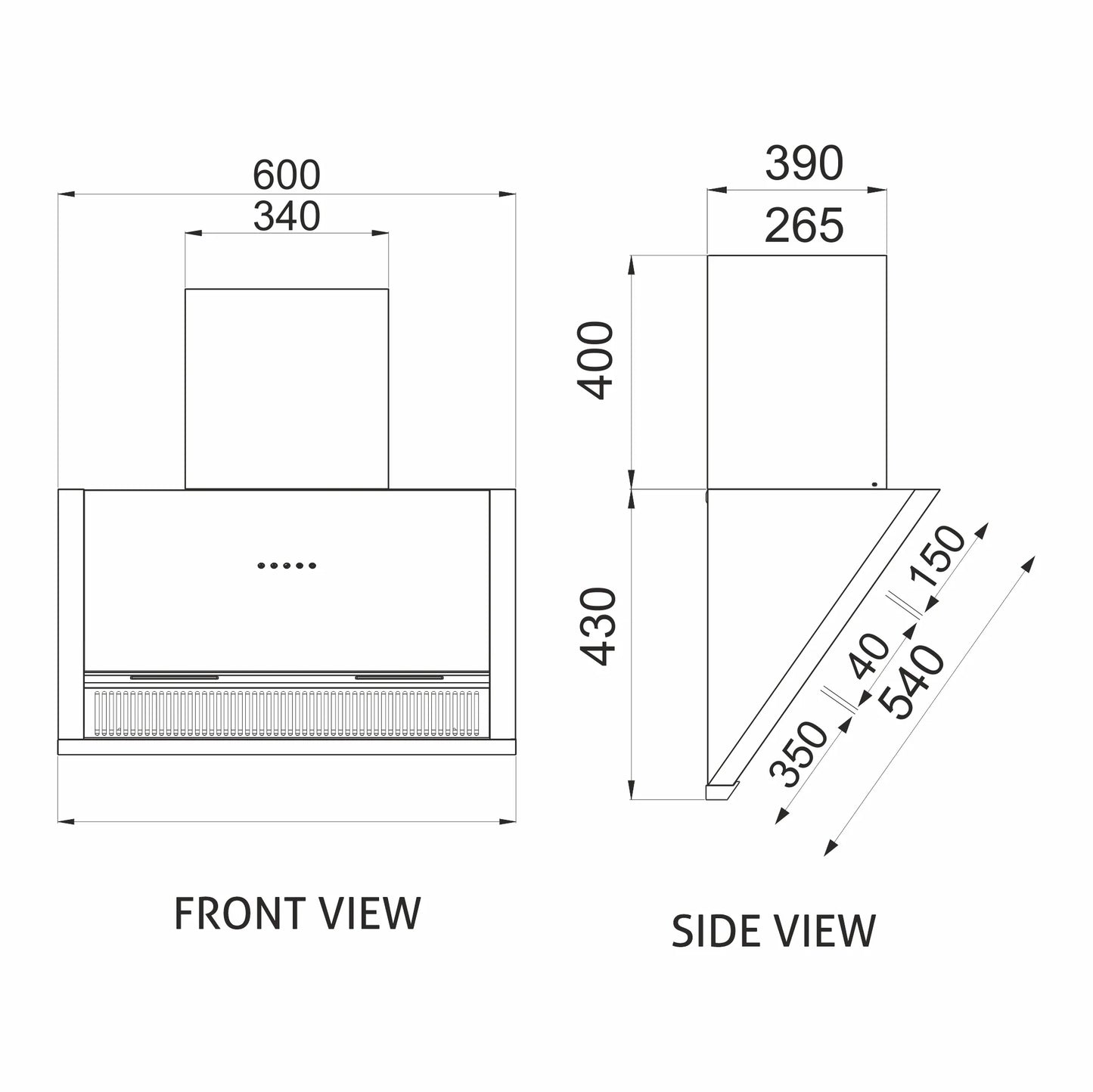 Auto Clean Glass Filterless Chimney with Motion Sensor 1200 m3/h 60/75/90cm (6072SXAC)
