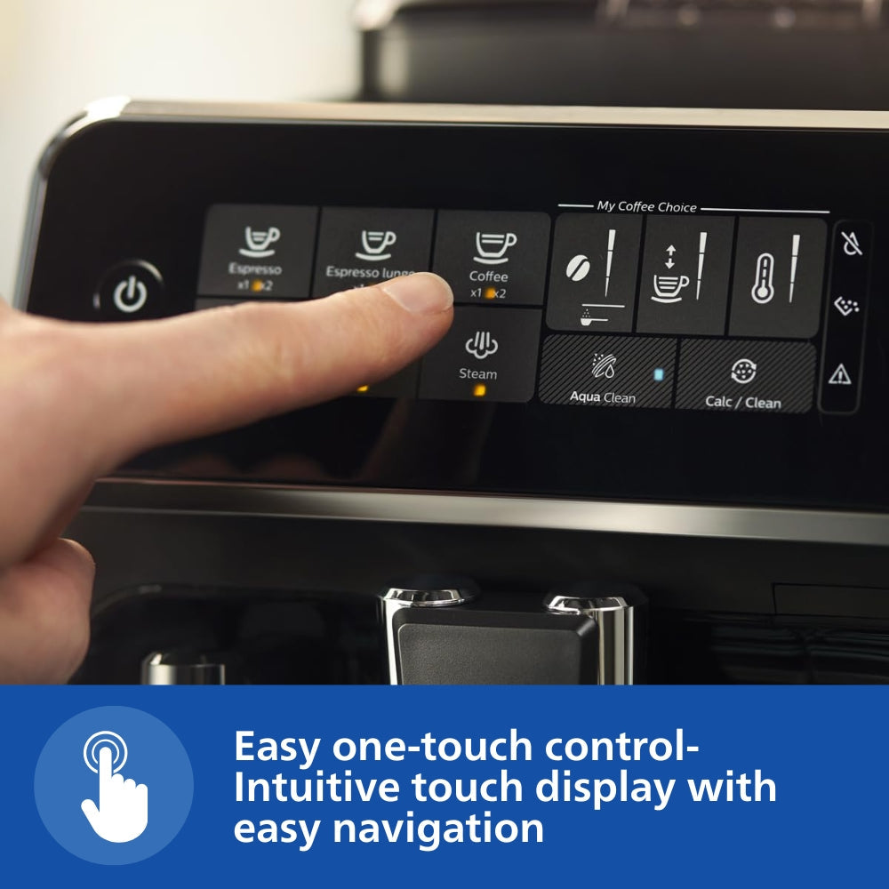PHILIPS Series 3200 Fully automatic espresso machines | Intuitive Touch Display, Built-In Grinder & Milk Frother – Perfect Café-Style Coffee at Home (EP3221/40)