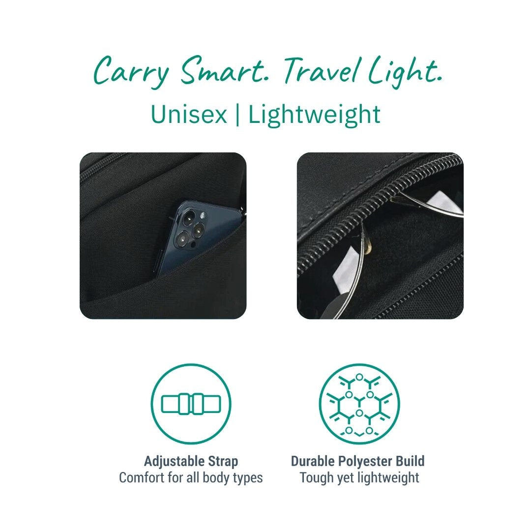 KAIROS Swift Sling Bag – Unisex Shoulder Bag | Unisex Traveller friendly backpack | ideal for travel, work & casual outings