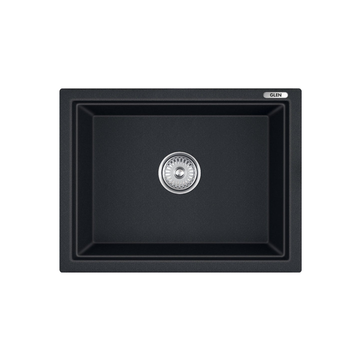 GLEN Premium Quartz Sink for Kitchen (KS-QZ24188SB) | Single Bowl 24x18x8 inches | Noiseless, Heat Resistant & Anti-Bacterial | Drain Pipe & Coupling Included