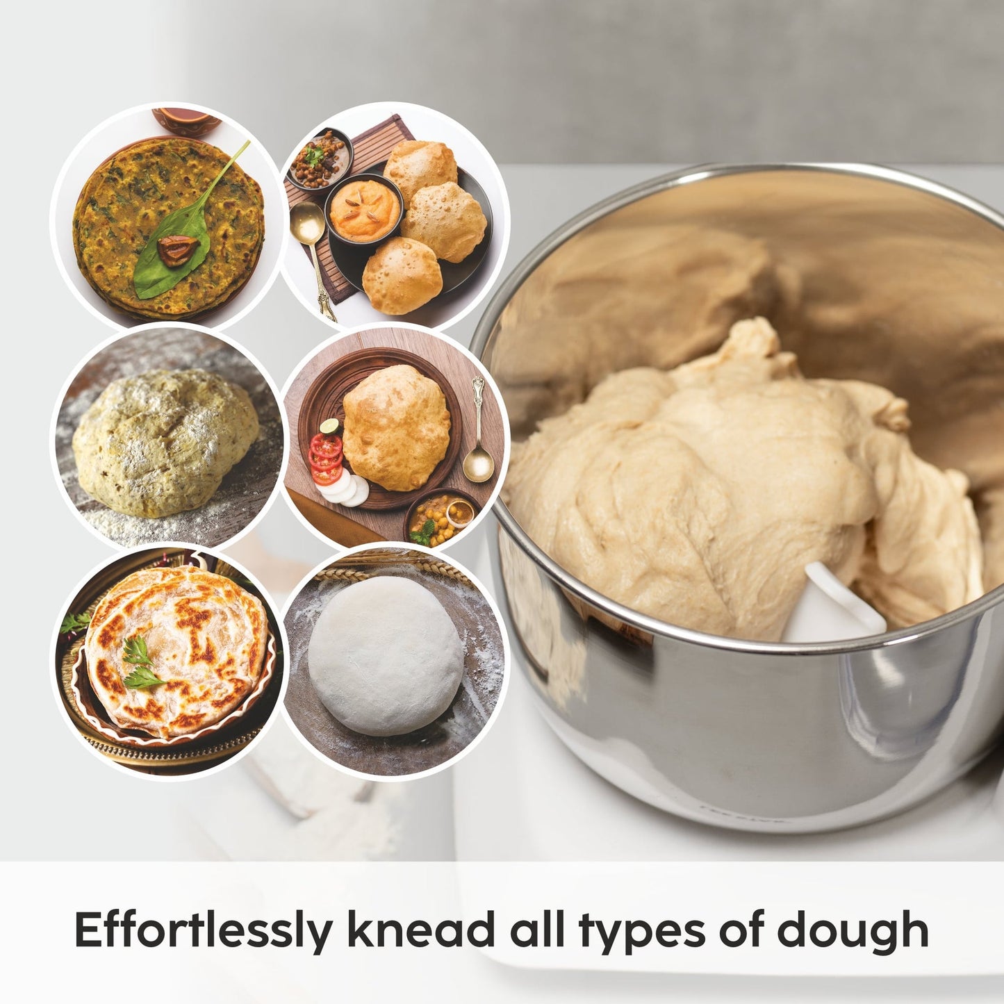 GLEN Atta Kneader Dough Maker 650W | Hands-Free Kneading with 3L Large Stainless Steel Bowl | Efficient & Durable for Soft Dough Every Time (SA3032DM)