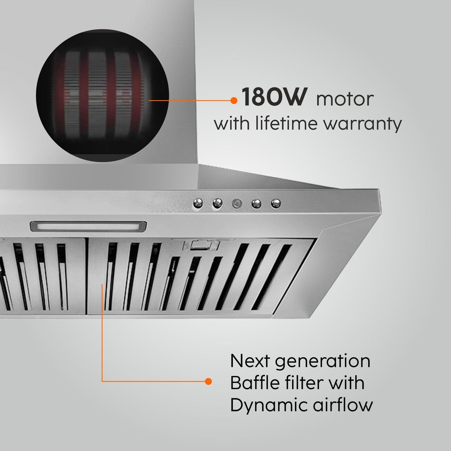 Electric Kitchen Chimney, Pyramid Shape SS Baffle filters 60cm 1100 mB3/h - (6050 IN SS)