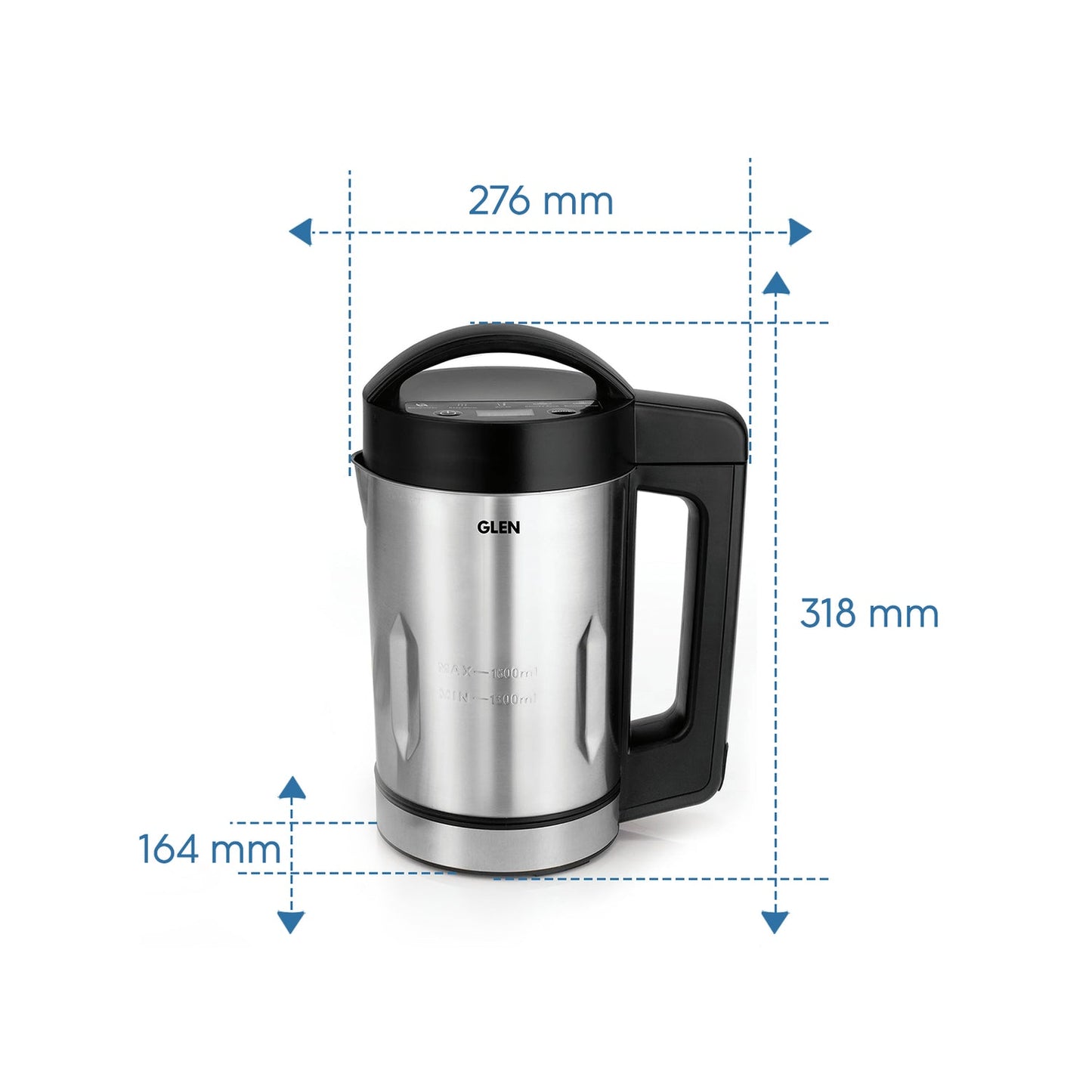 GLEN Automatic Soup Maker Kettle, 1.6 Litres, Automatic Blending & Heating, 5 Preset Cooking Functions 100% Copper Motor 1040W (SA-3003SM)