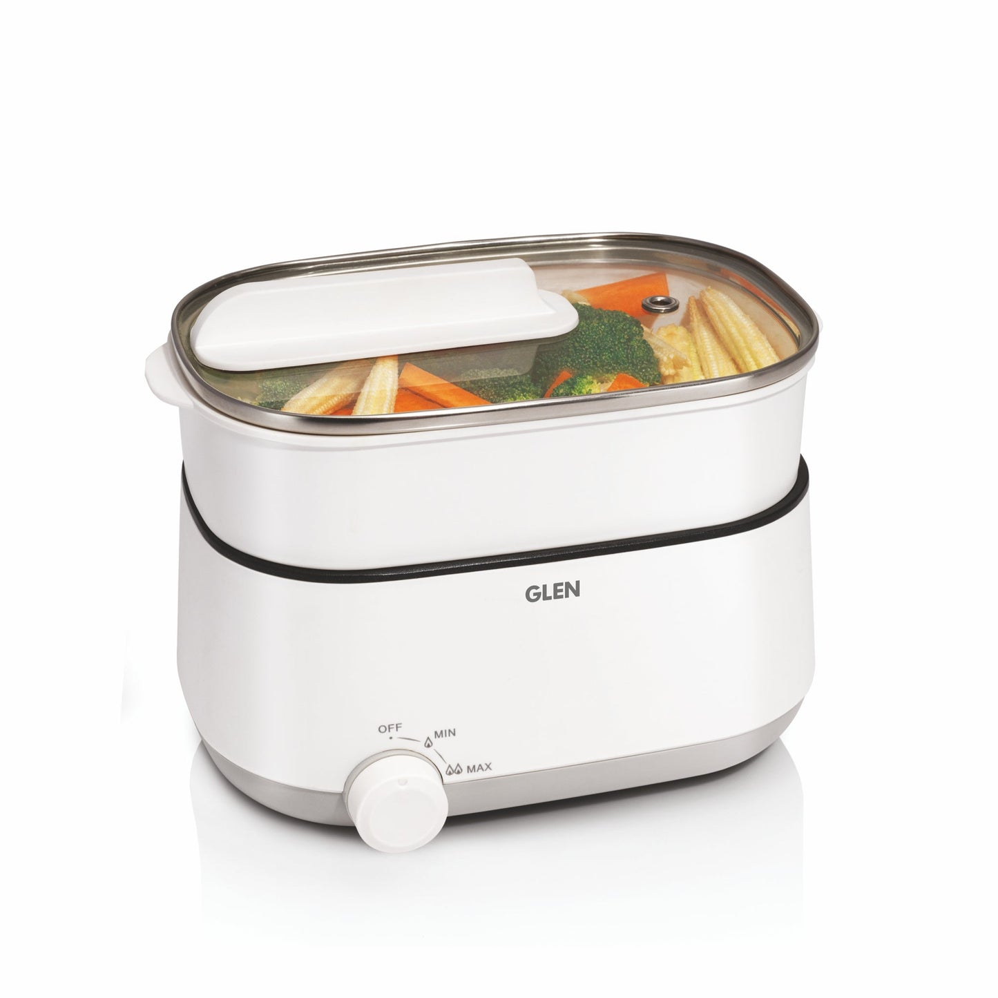 GLEN 3 in 1 Multi Food Steamer - Steam, Cook & Boil, 2 Power Settings, 600W - (SA-3051MFS)