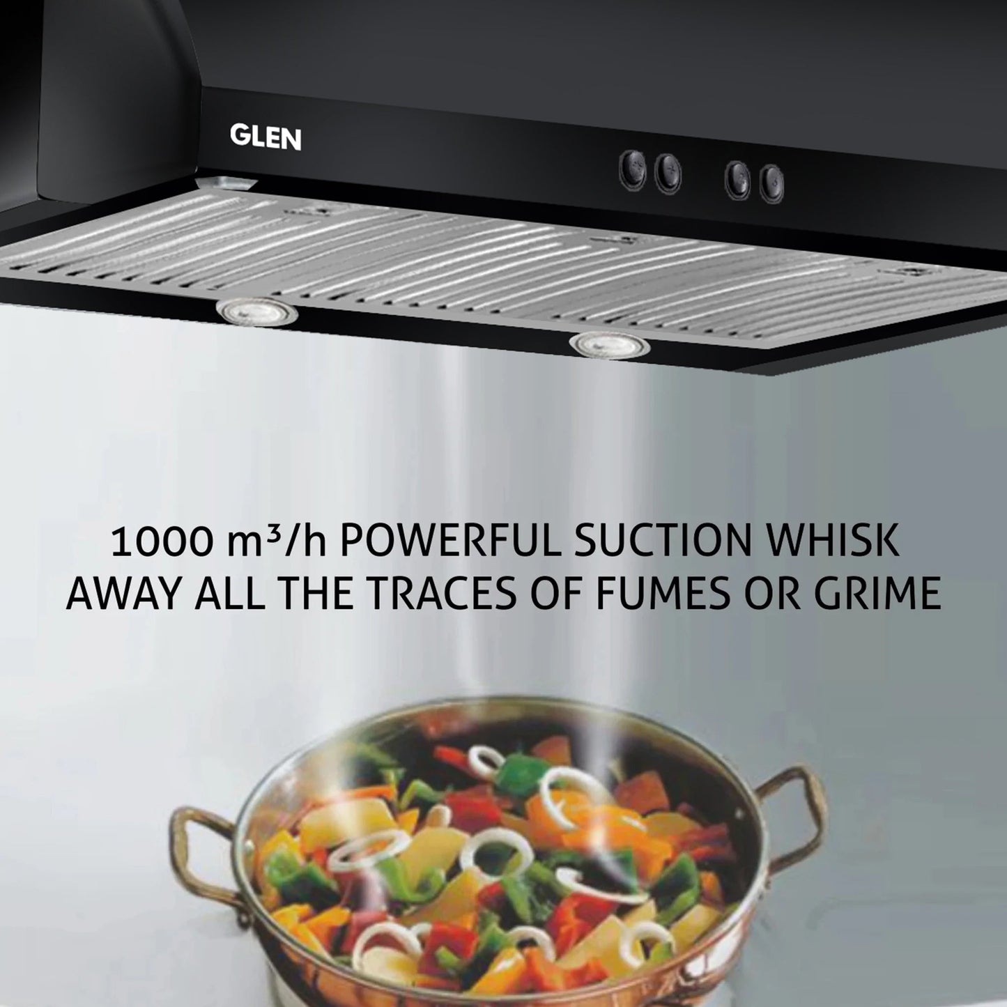 Straight Line Kitchen Chimney Push Button Baffle filters 90cm 1000 mB3/h - Black (6014)