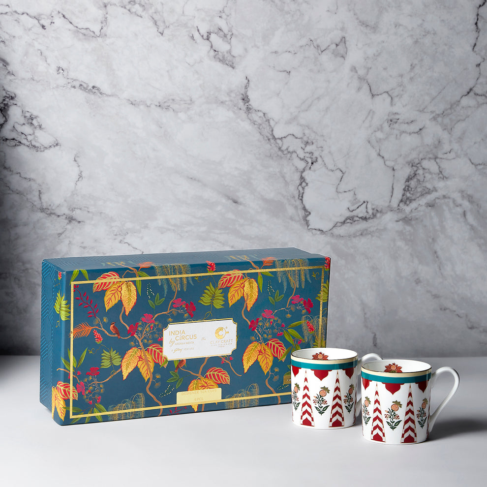 Claycraft India Circus Blushed Orchard Melon Coffee & Tea Mug Set of 6 (200ml)