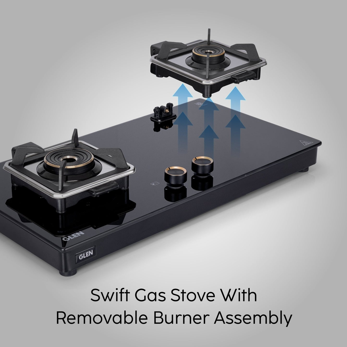 GLEN 2 Burner Swift Glass Gas Stove with Multi Ring Forged Brass Burners (CT1022GTBLSWIFT)
