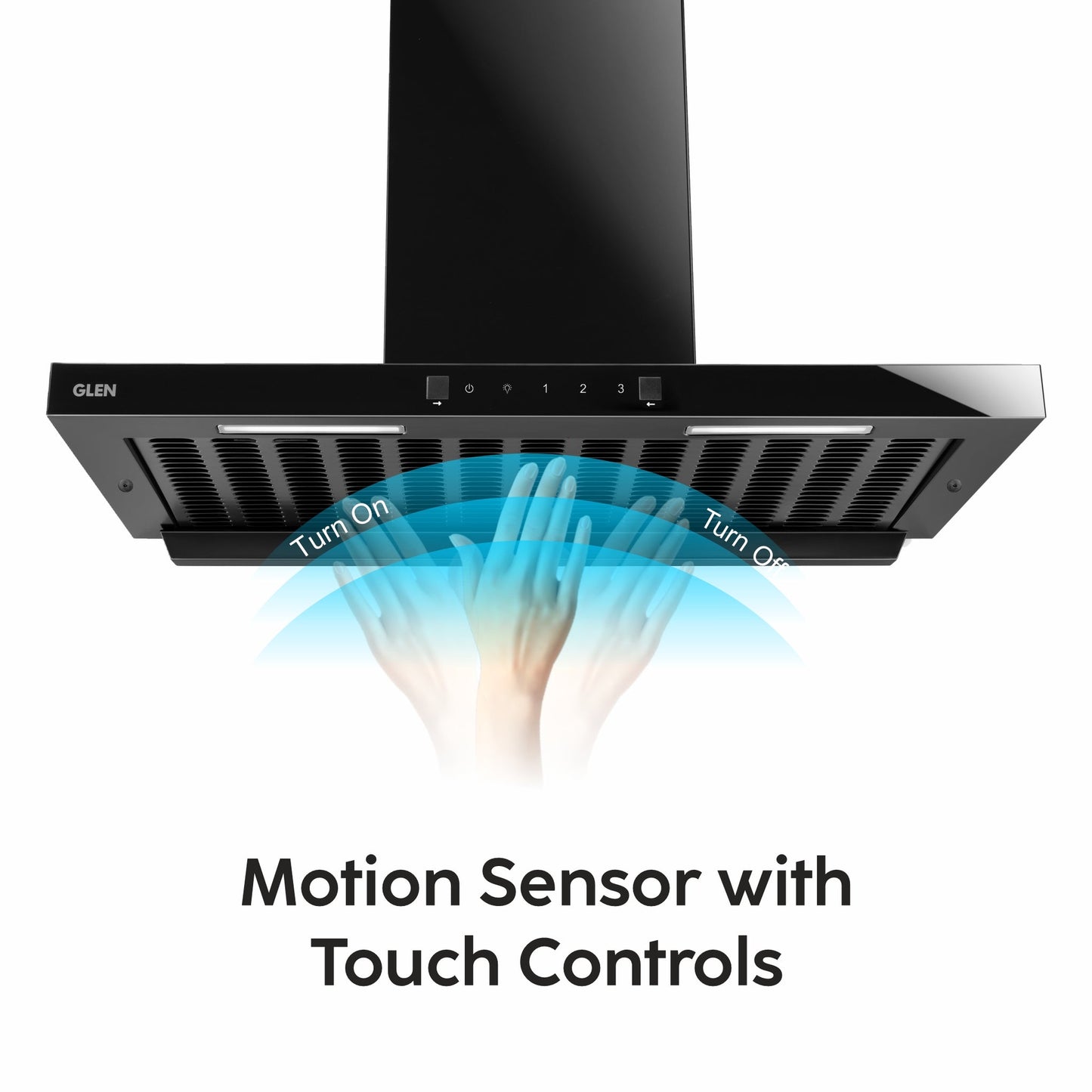 GLEN Auto Clean Filterless Kitchen Chimney | Heat Sensor, Intelli-Clean, 1400 m³/h Suction, Touch & Motion Control, Remote Operated – 60/76/90 cm Black (CH 6055 BL MS AC)