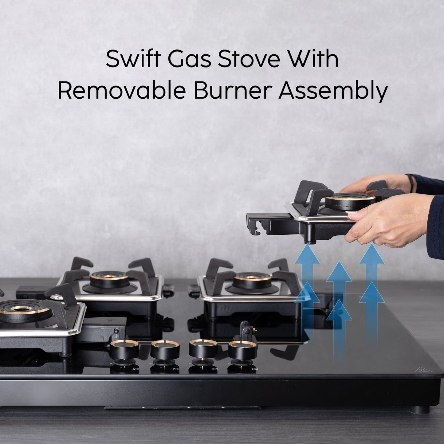 GLEN 4 Burner Swift Glass Gas Stove with Multi Ring Forged Brass Burners (CT1044GTBLSWIFT)