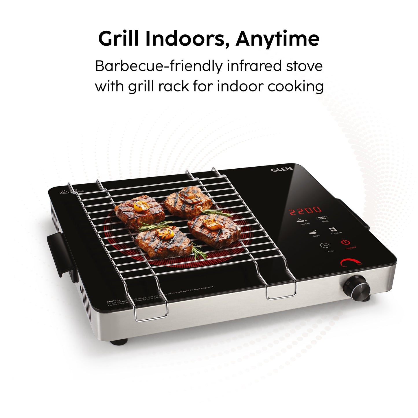 Glen Infrared Stove 2200W (SA-3074 IR22) | 3 Preset Cooking Functions, Touch Control, Energy-Efficient & Fast Heating Cooktop