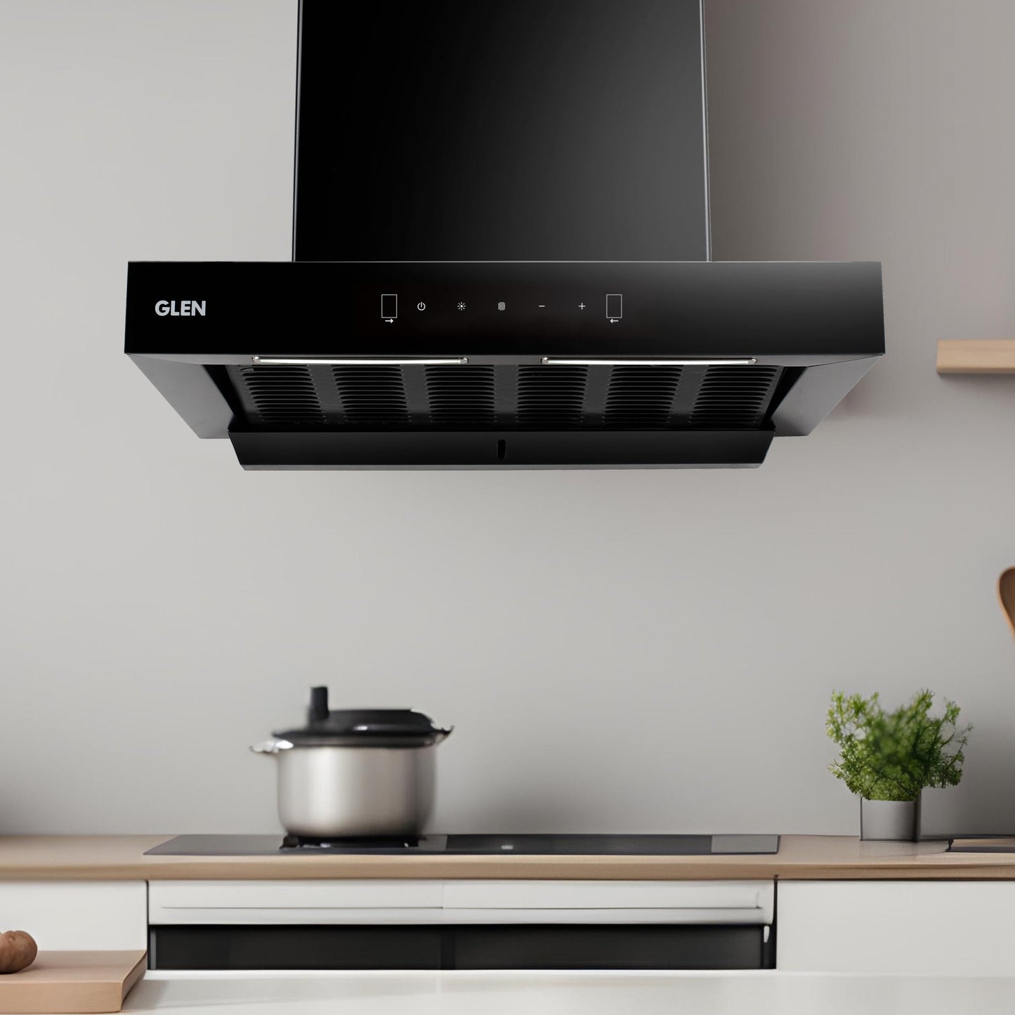 Auto Clean Filterless Chimney with Motion Sensor, 60/76/90cm 1200 m3/h - Black (6052 BL MS AC)