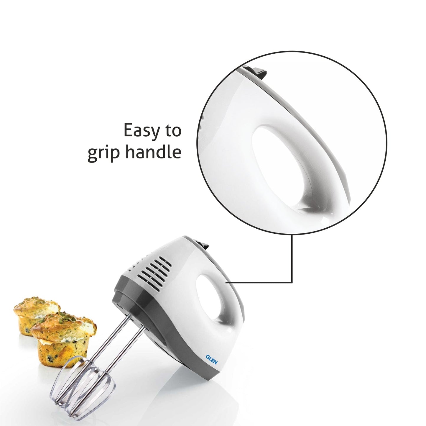 Electric Hand Mixer 125W 2 Beaters with 5 Speed Settings - White and Grey (4060)