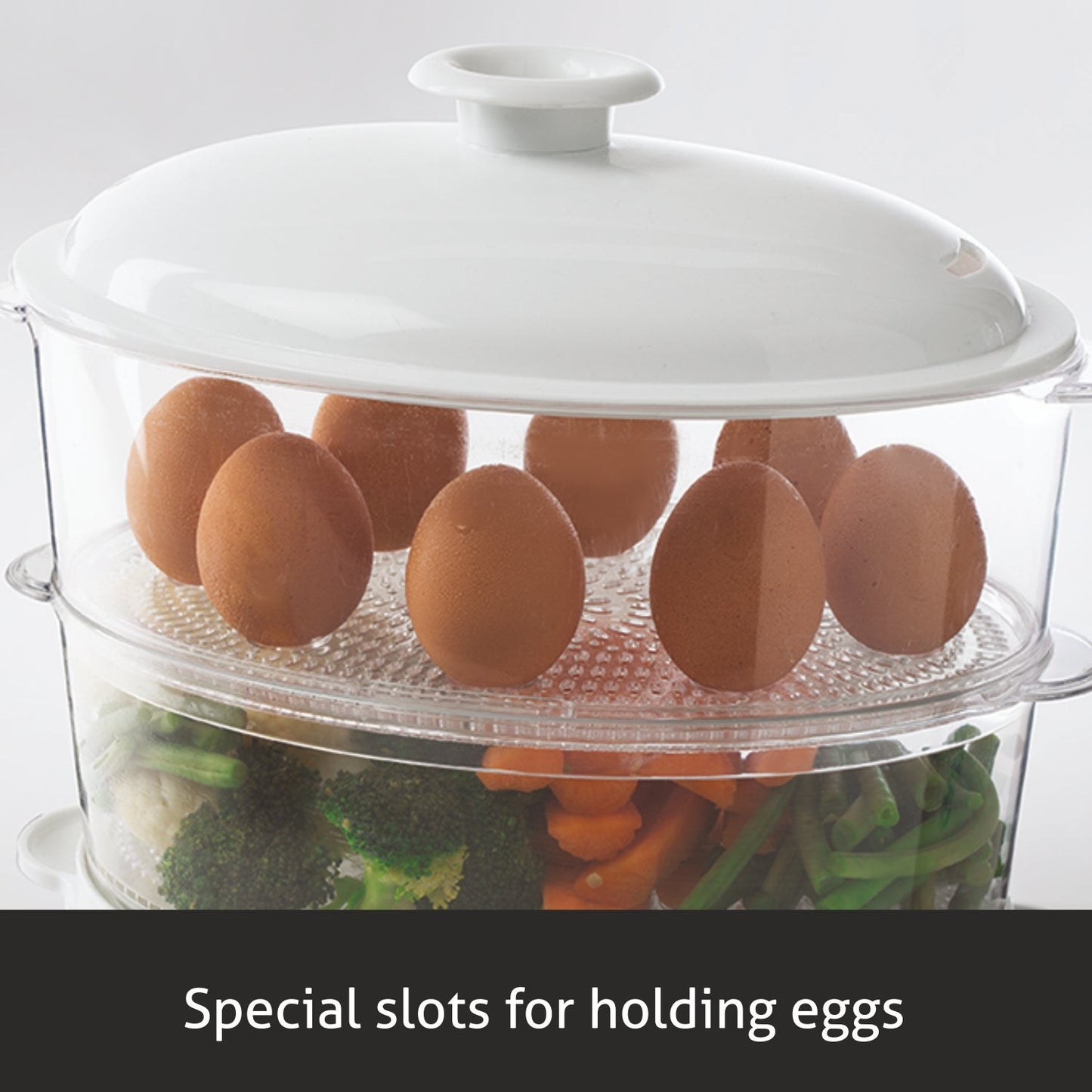 Elecrtric Food Steamer 900w with 60 minute Timer, 3 Food Grade Containers - white (3052)